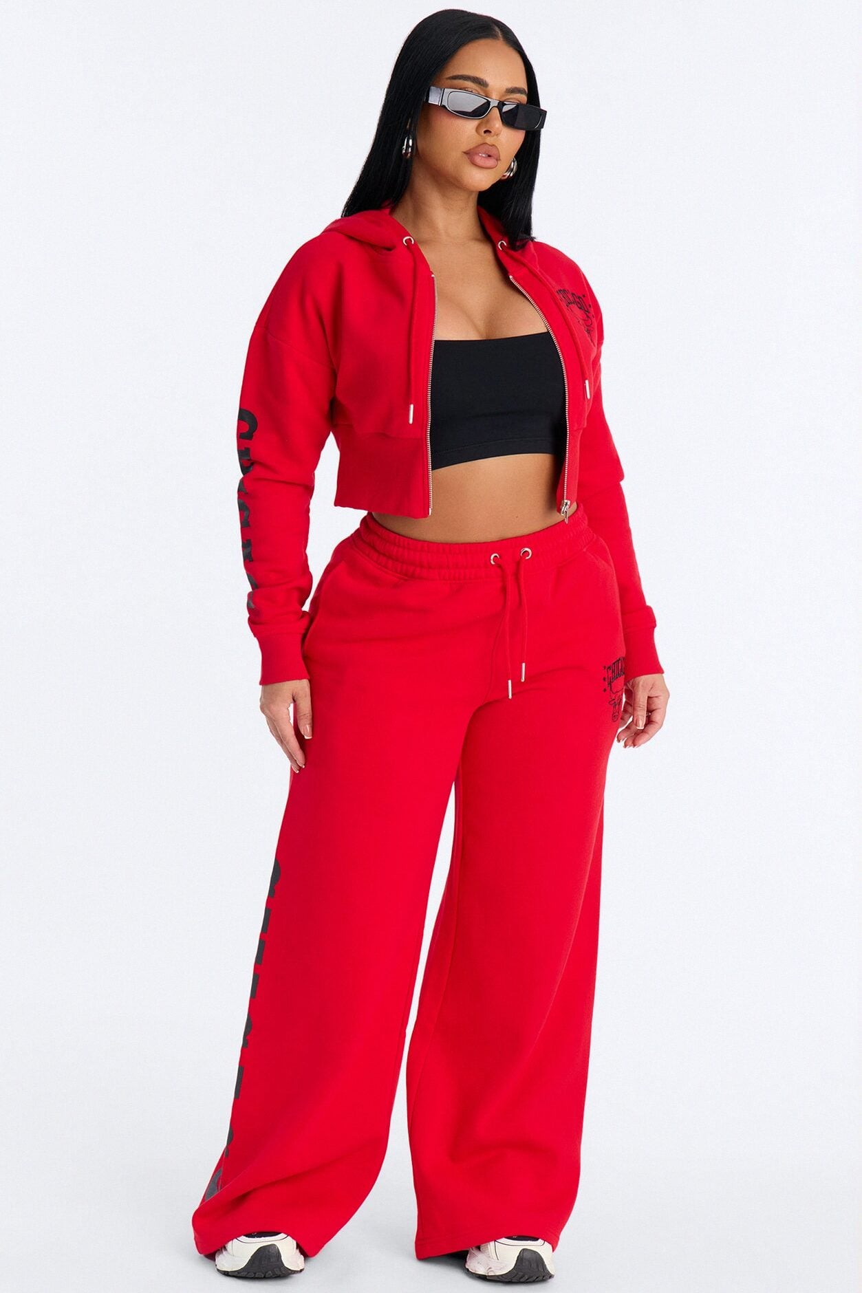 NBA Chicago Bulls Fleece Wide Leg Pants - Red image 1