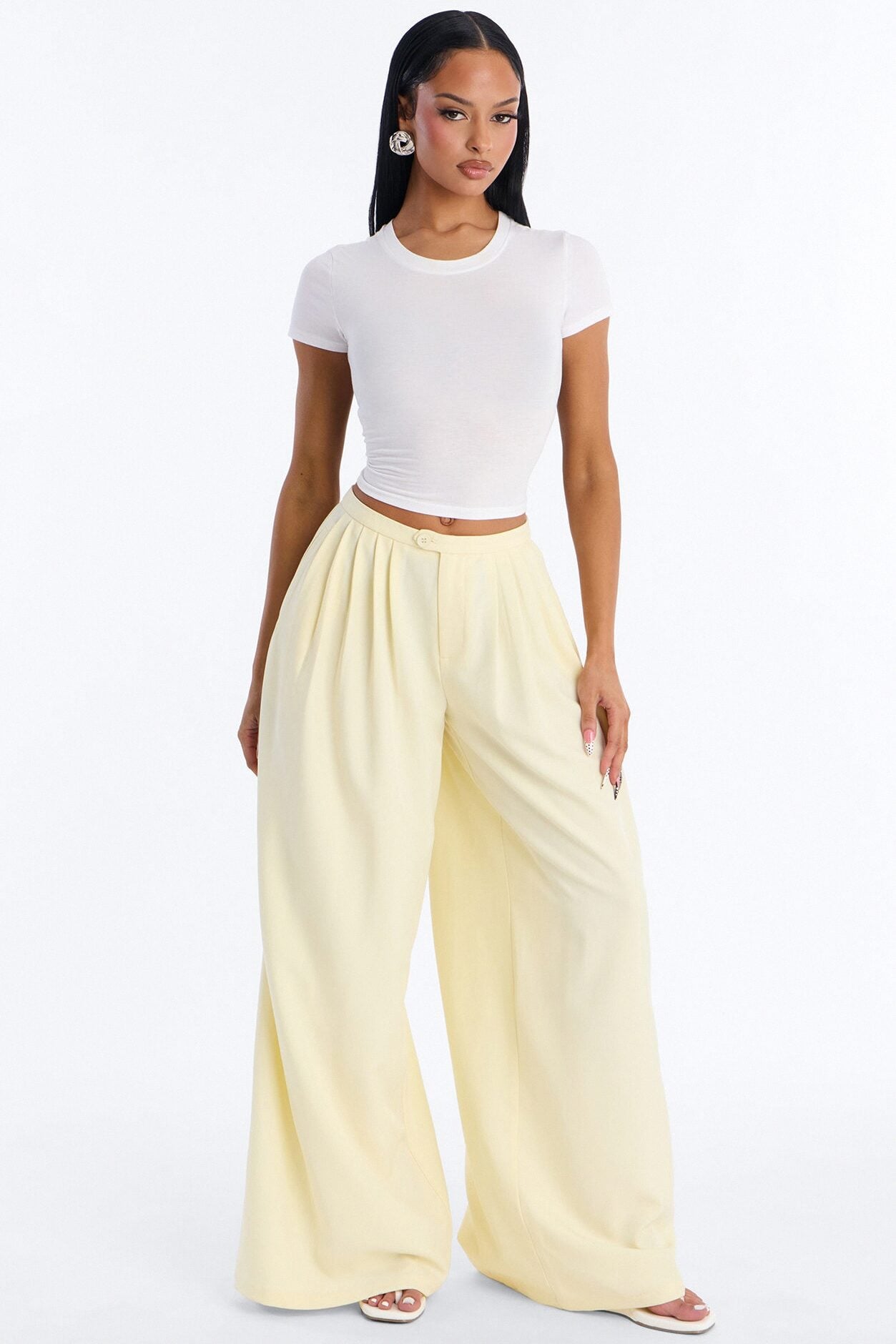 Power Moves Daily Pleated Low Rise Trouser 33″ - Butter Yellow image 1