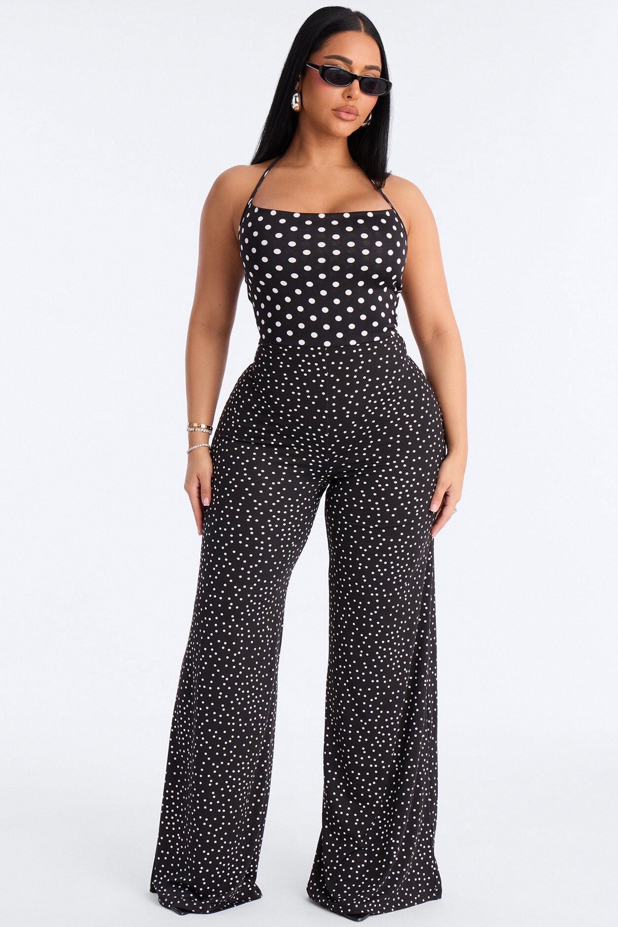 Maribel Polka Dot Wide Leg Jumpsuit - Black/White image 1