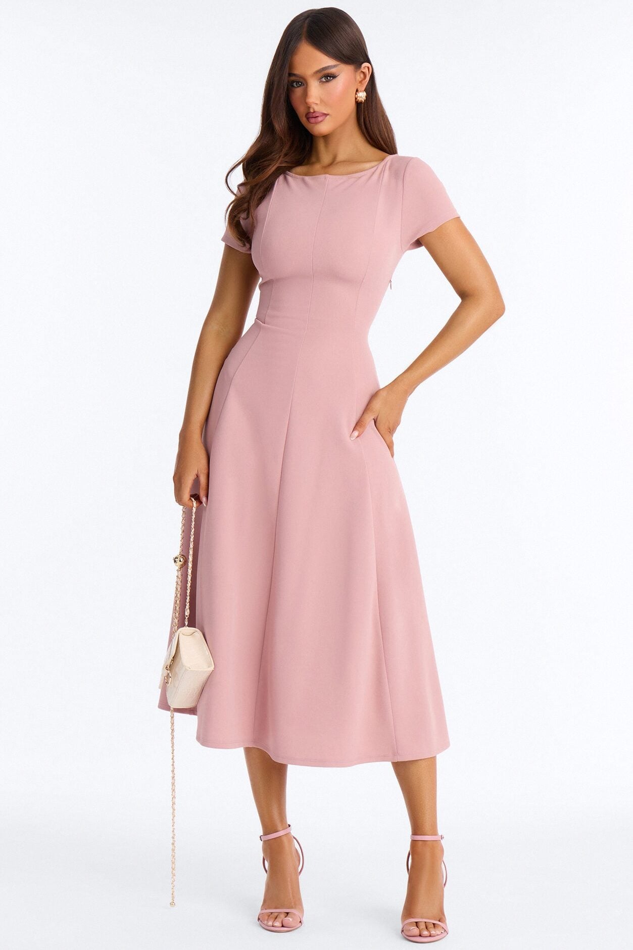 Honor Short Sleeve Midi Dress - Mauve image 1