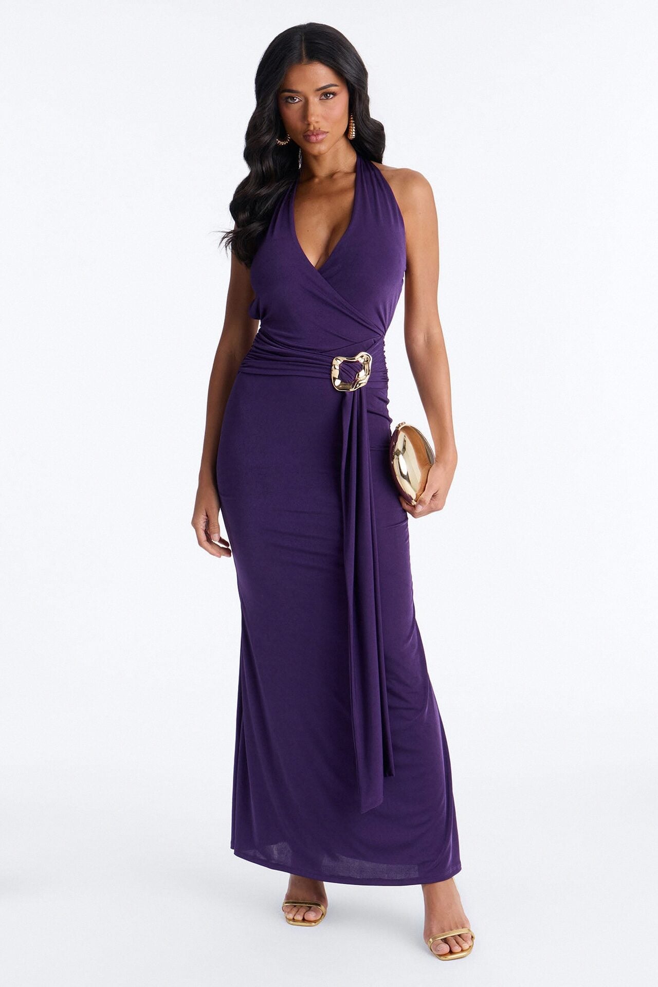 Divine Energy Draped Maxi Dress - Purple image 1