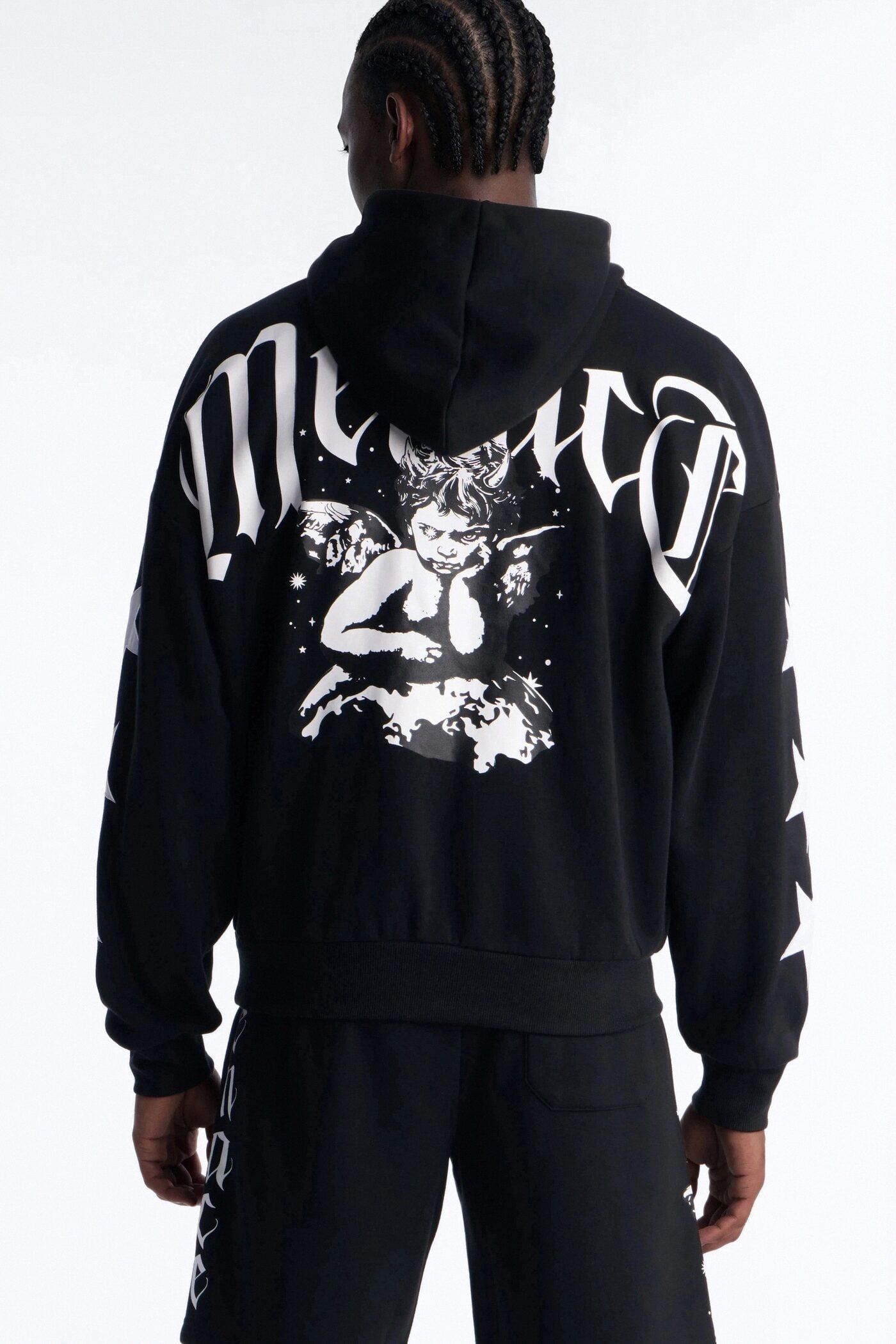 Menace Sent Embroidery Hoodie - Black image 1