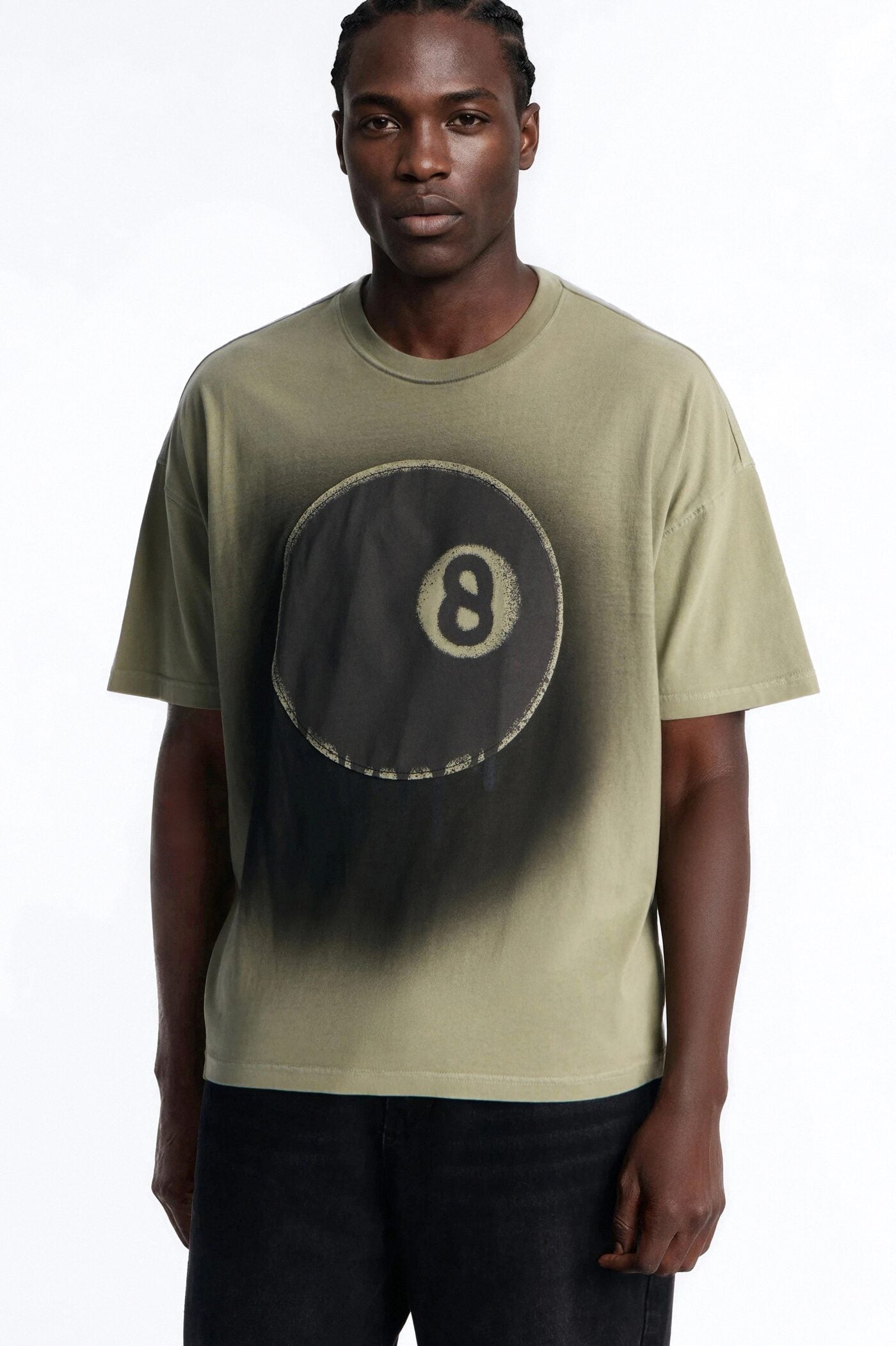 Fading Out 8 Ball Short Sleeve Tee - Olive image 1