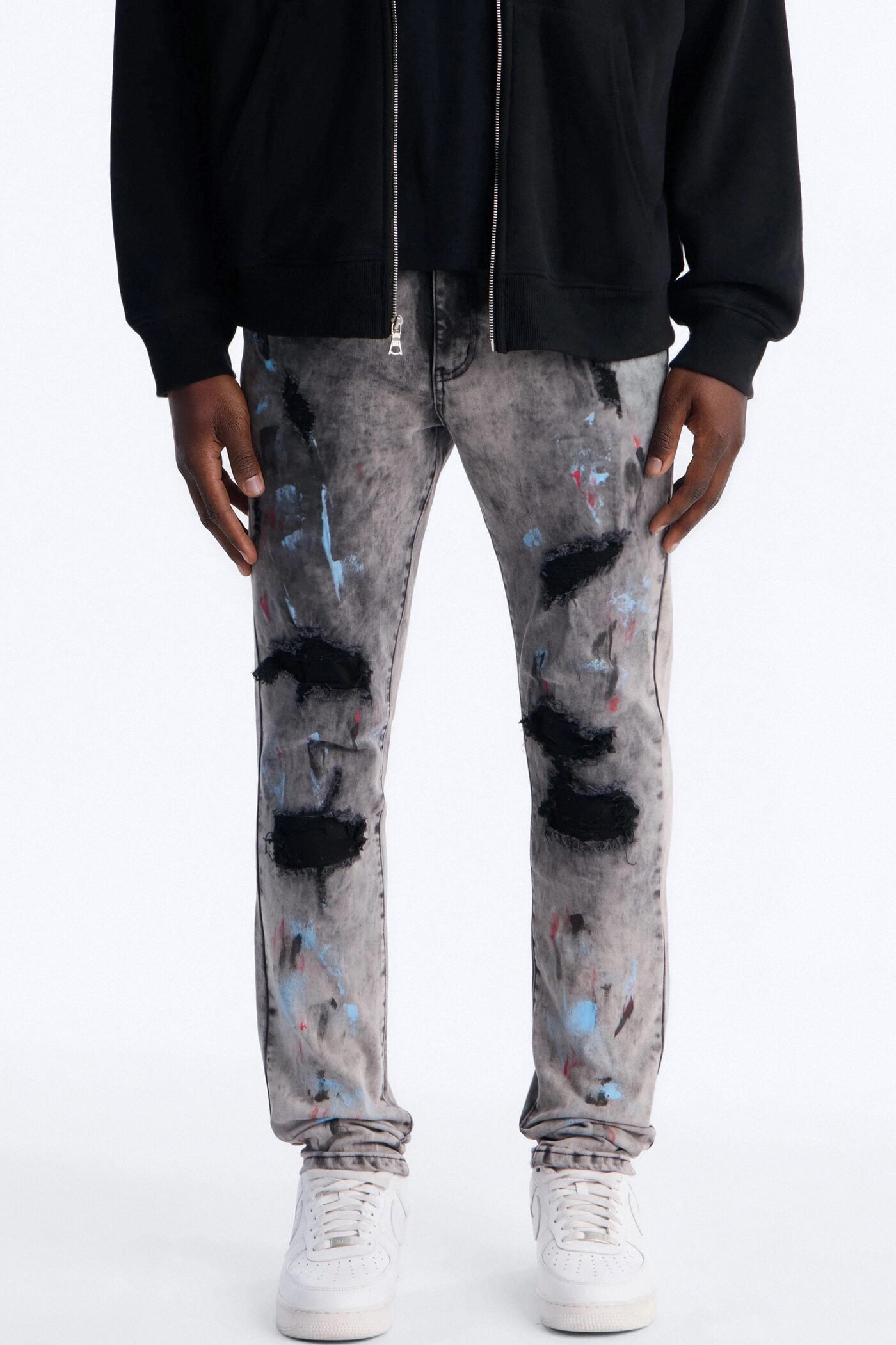 Stacked Skinny Urban Spill Jean - Black Wash image 1