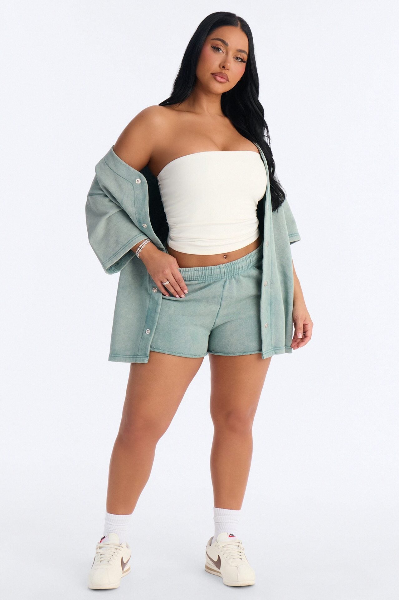 Maya Washed Micro Sweatshorts - Sage image 1