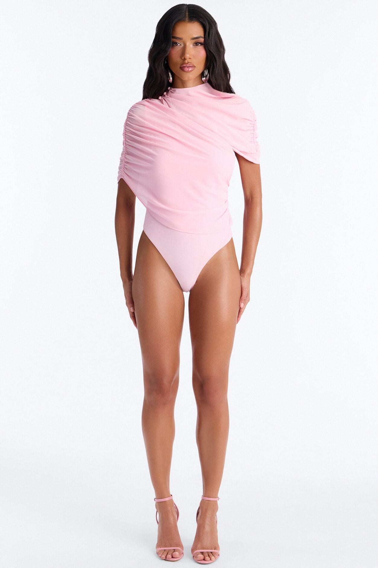 Everyday Confidence Draped Chiffon Bodysuit - Pink image 1
