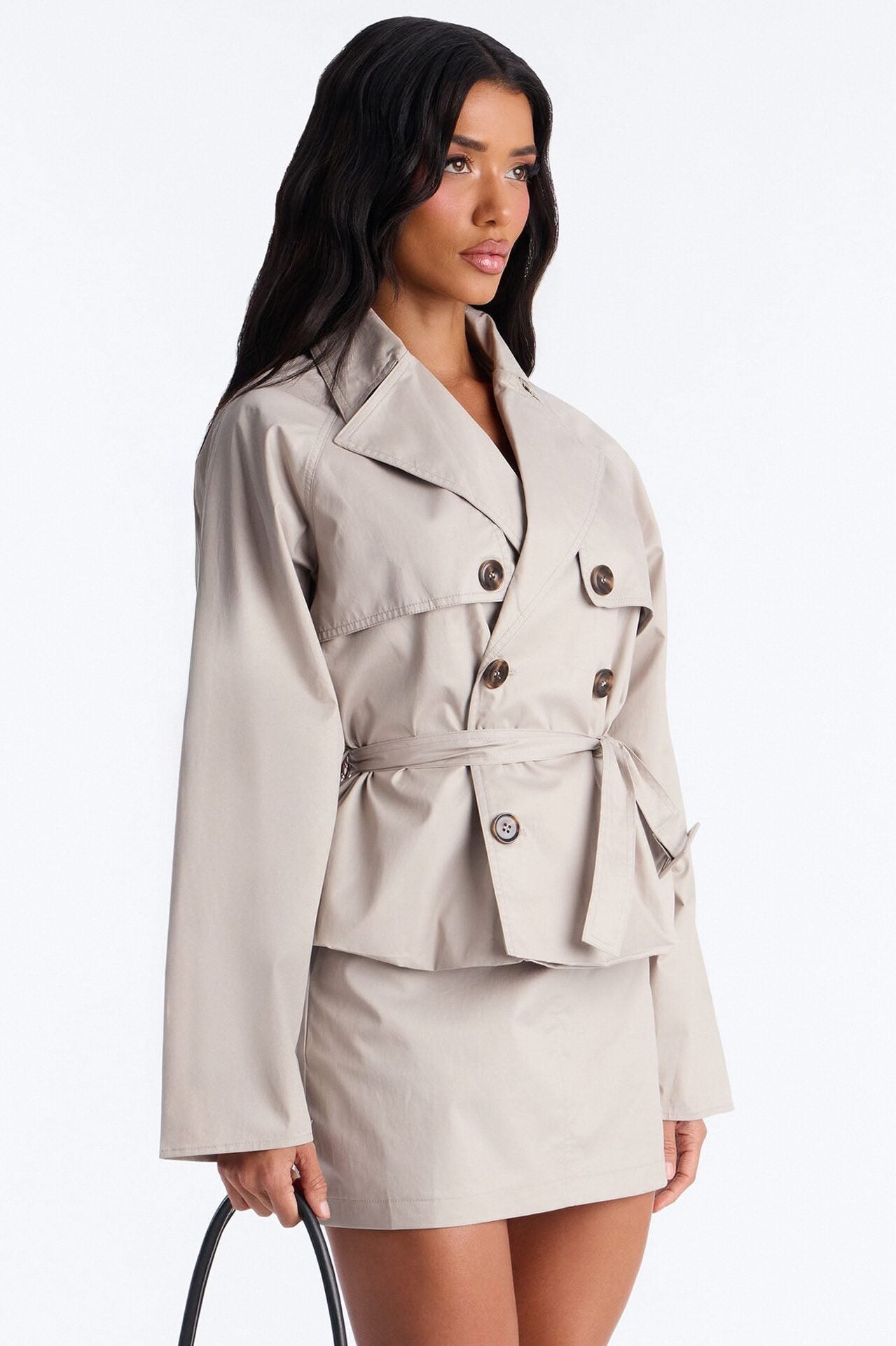 Fall For Me Cropped Trench Jacket - Taupe image 1