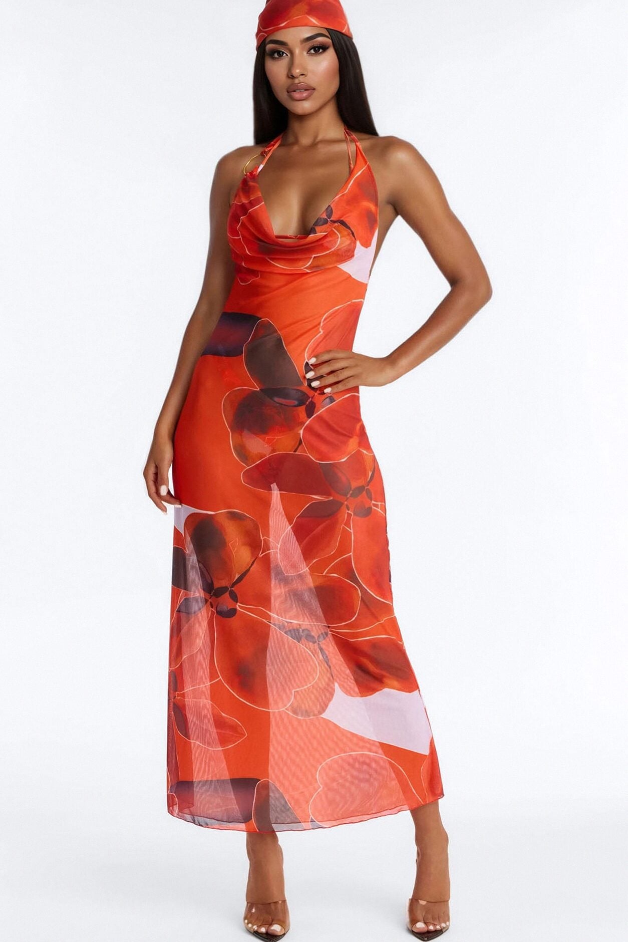 Just Say The Word Bikini And Coverup Set - Orange/combo image 1