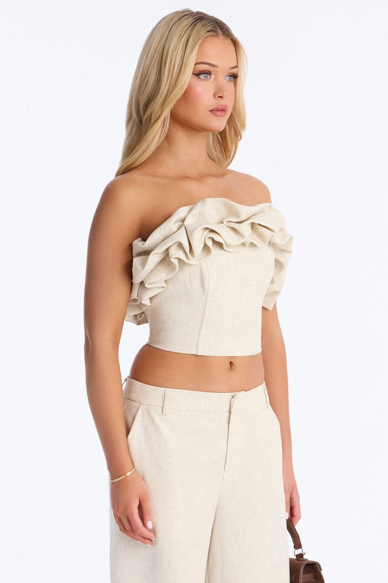 Linen Bloom Corset Top - Natural image 1