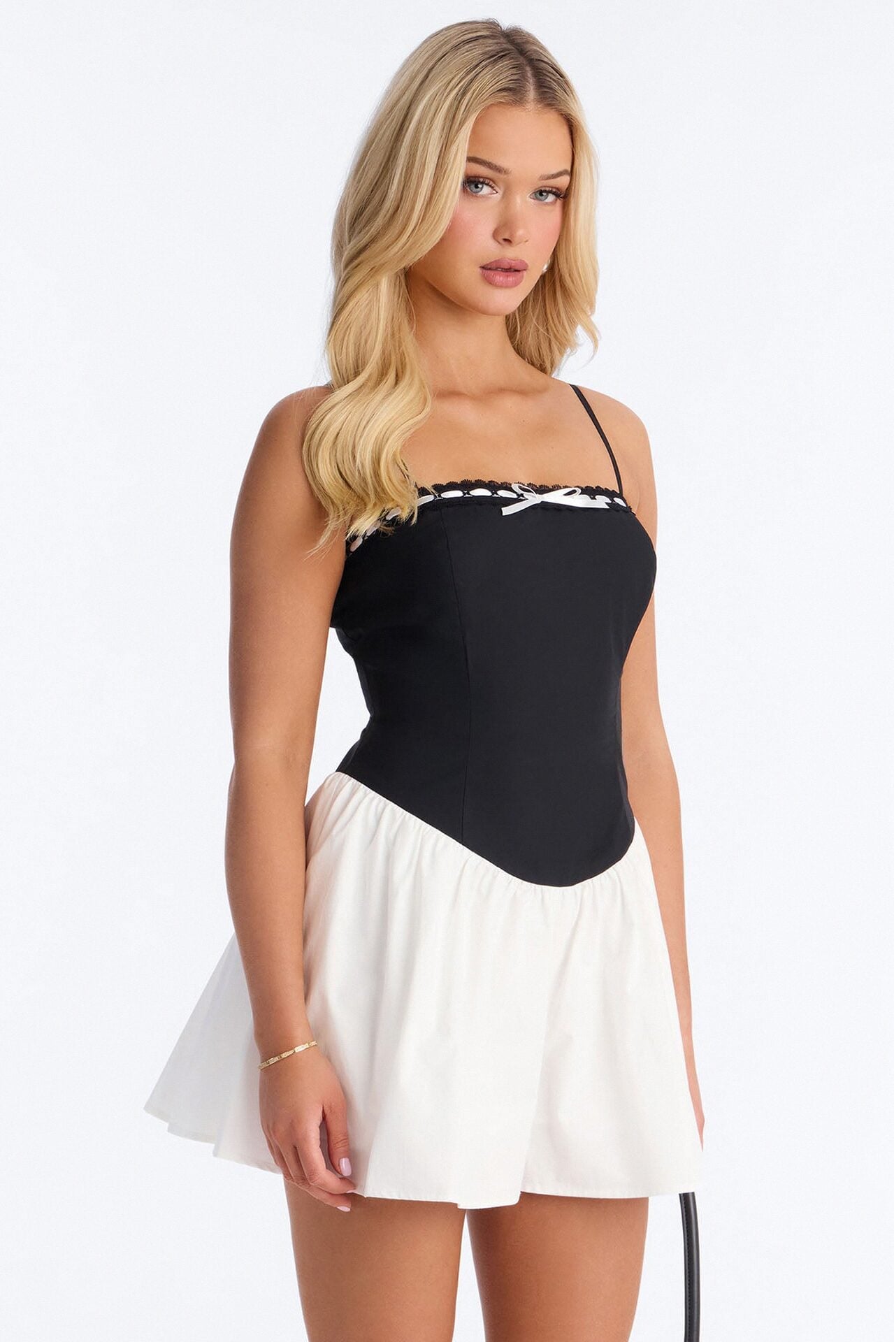 Tea Time Poplin Flowy Romper - Black/White image 1