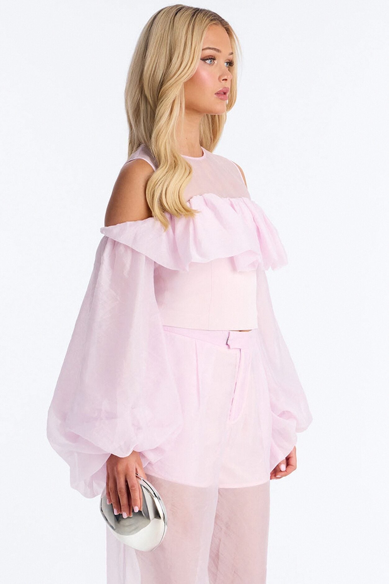 Blossom Organza Long Sleeve Top - Light Pink image 1