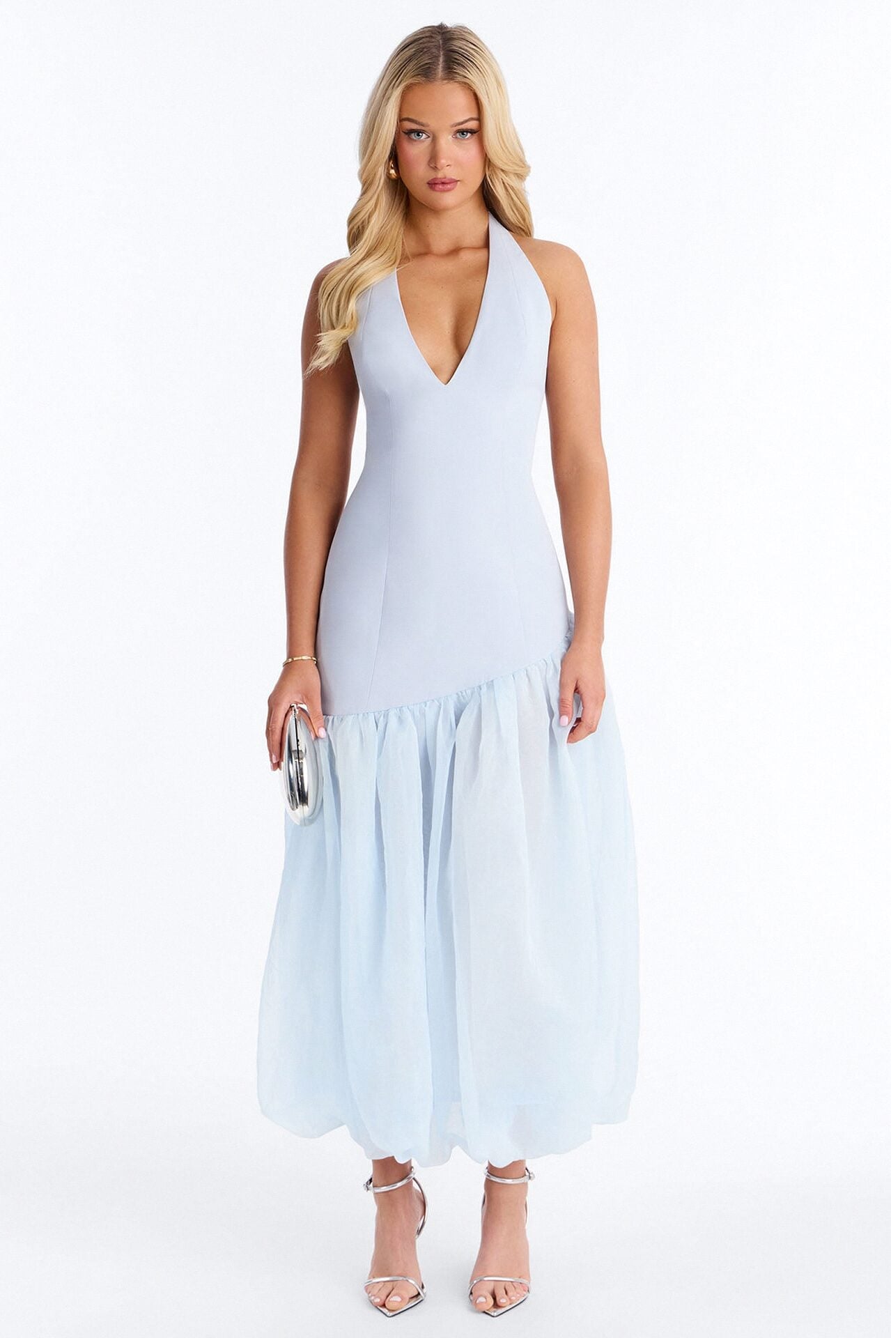 Blossom Organza Midi Dress - Light Blue image 1