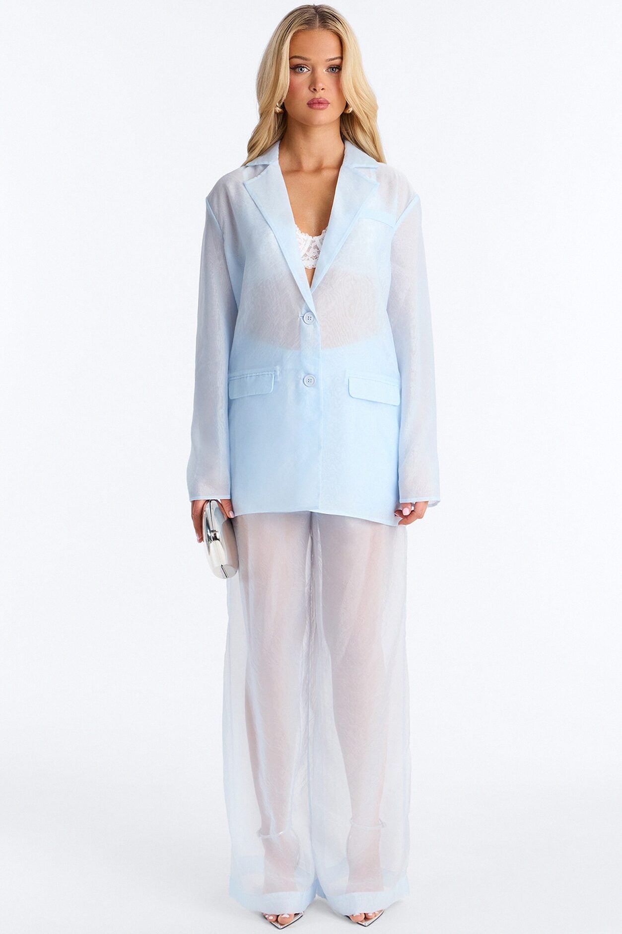 Blossom Organza Trousers - Light Blue image 1