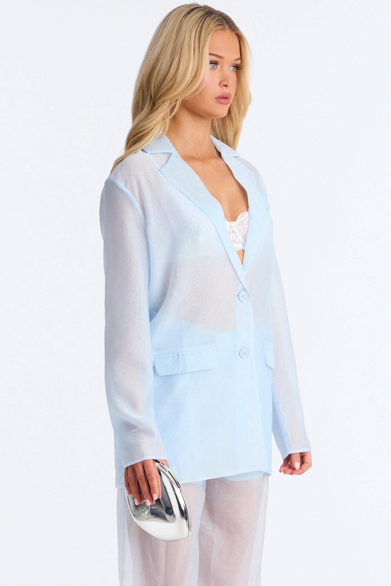 Blossom Organza Blazer - Light Blue image 1