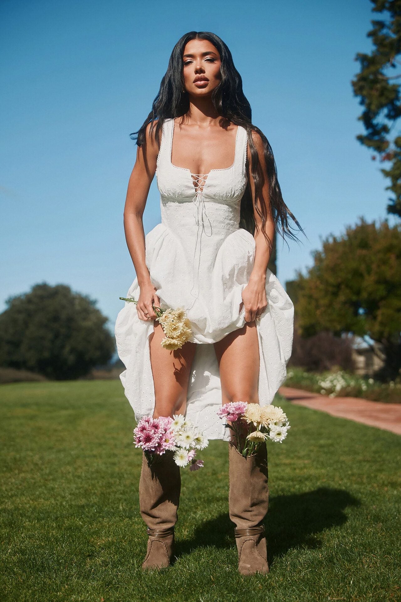 Sweet Pea Eyelet Midi Dress - White image 1
