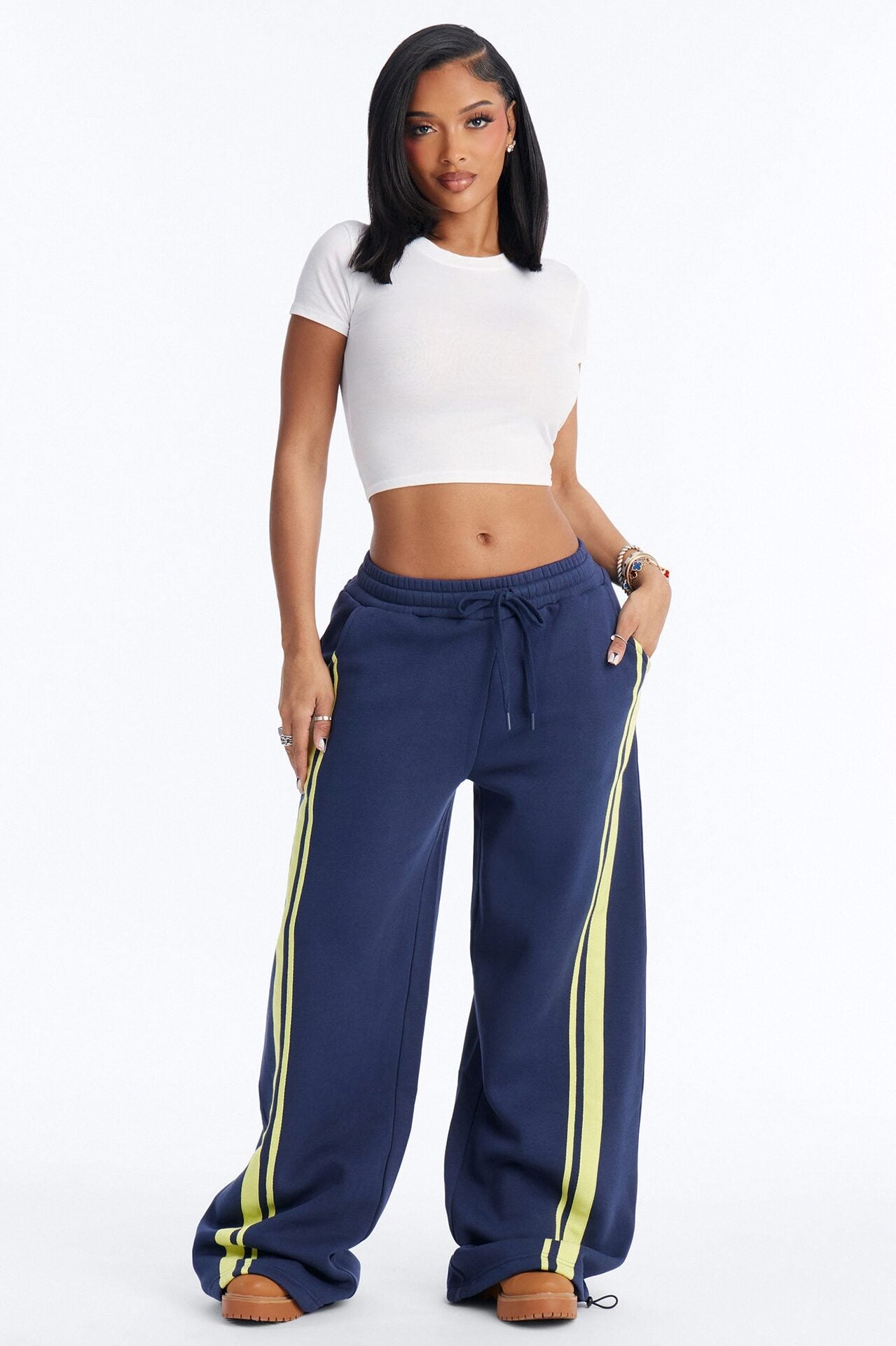 Jorden Fleece Wide Leg Lounge Pant - Navy image 1
