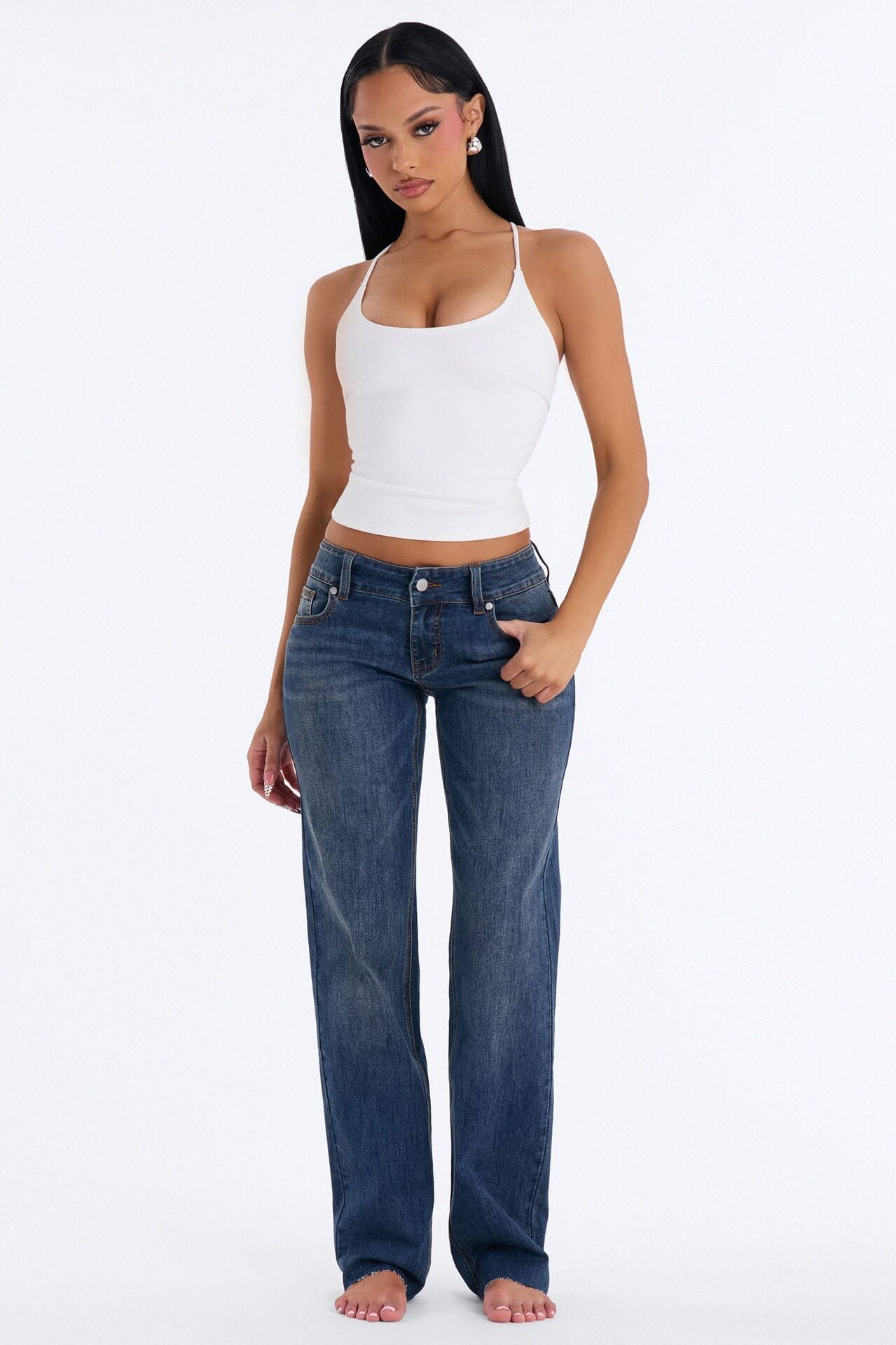 Carlisle Low Rise Straight Leg Jeans - Dark Wash image 1