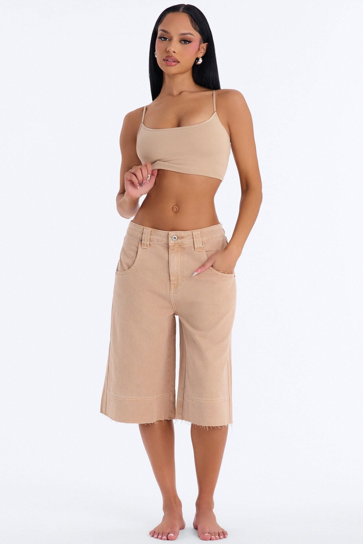 Monteverde Non Stretch Denim Jorts - Khaki image 1