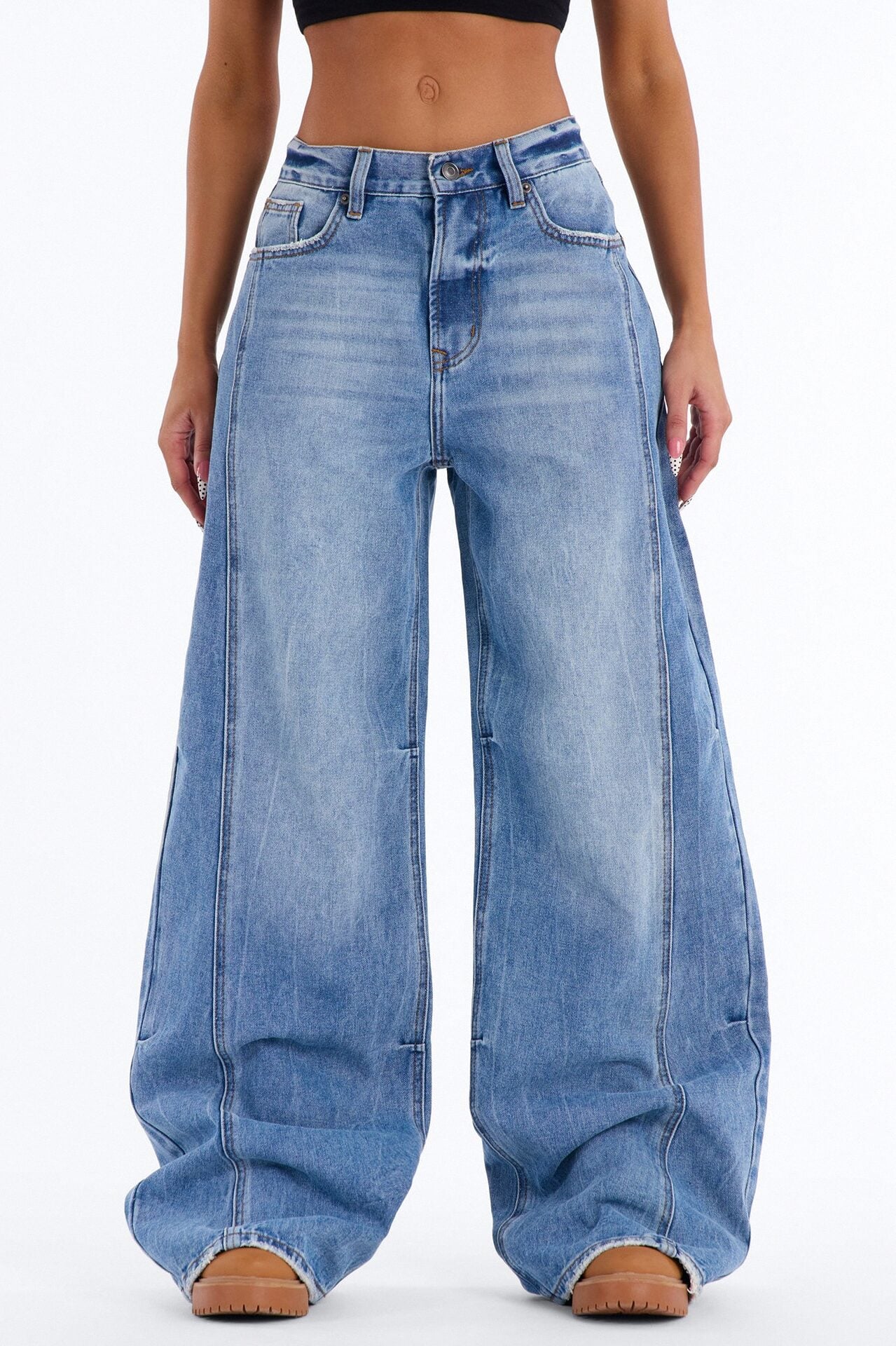 Gimme More Baggy Wide Leg Jeans - Medium Wash image 1
