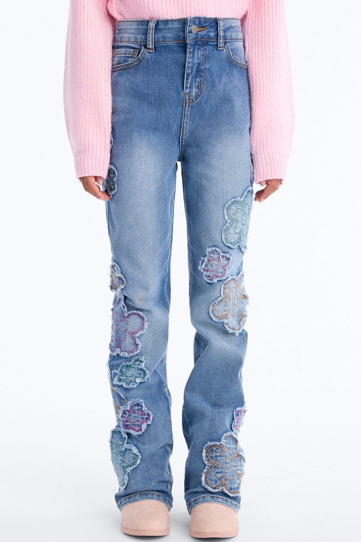 Mini Flower Field Floral Bootcut Jeans - Medium Wash image 1