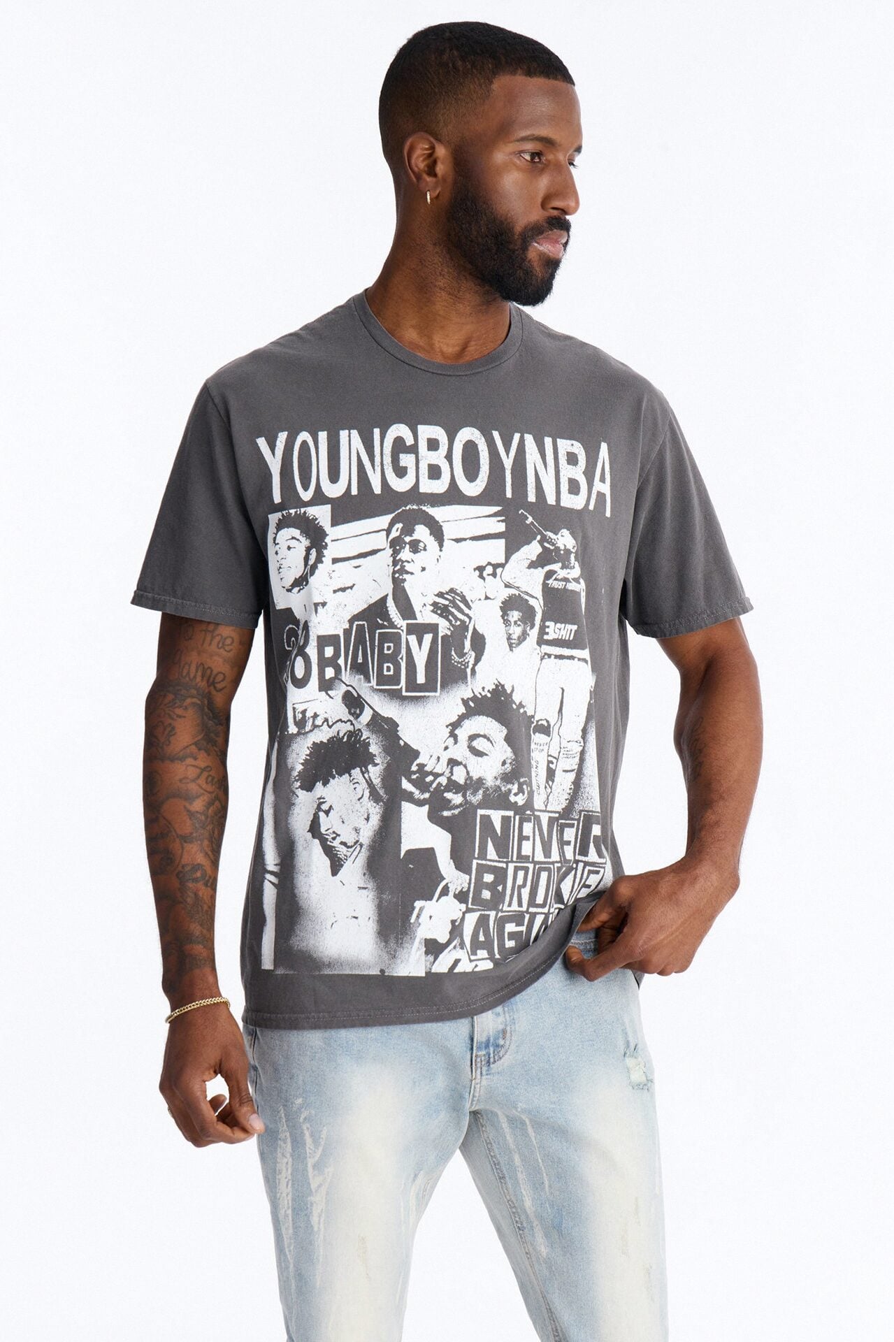 Youngboy NBA Vintage Short Sleeve Tee - Charcoal image 1