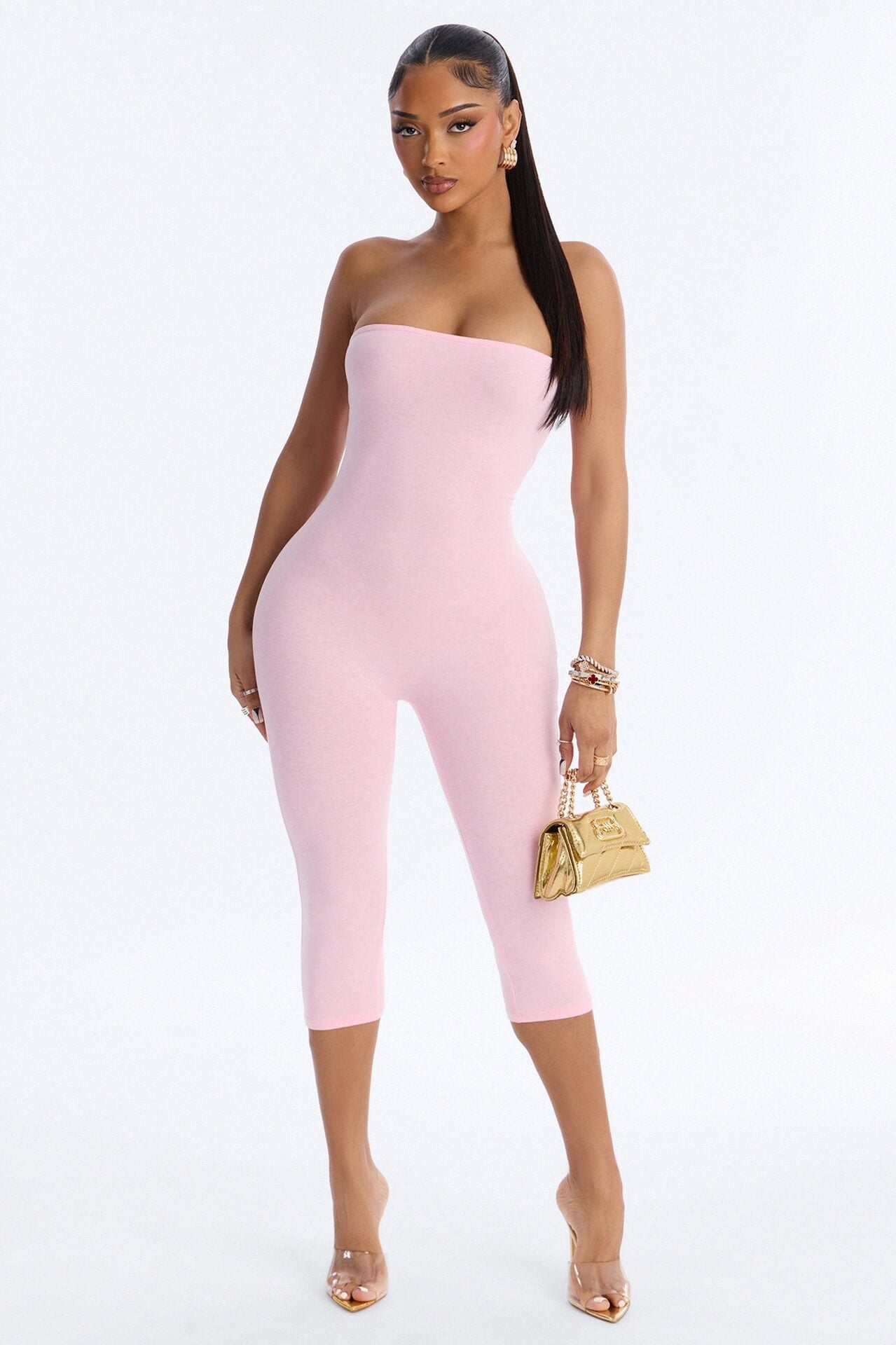 Sienna Strapless Capri Jumpsuit - Pink image 1