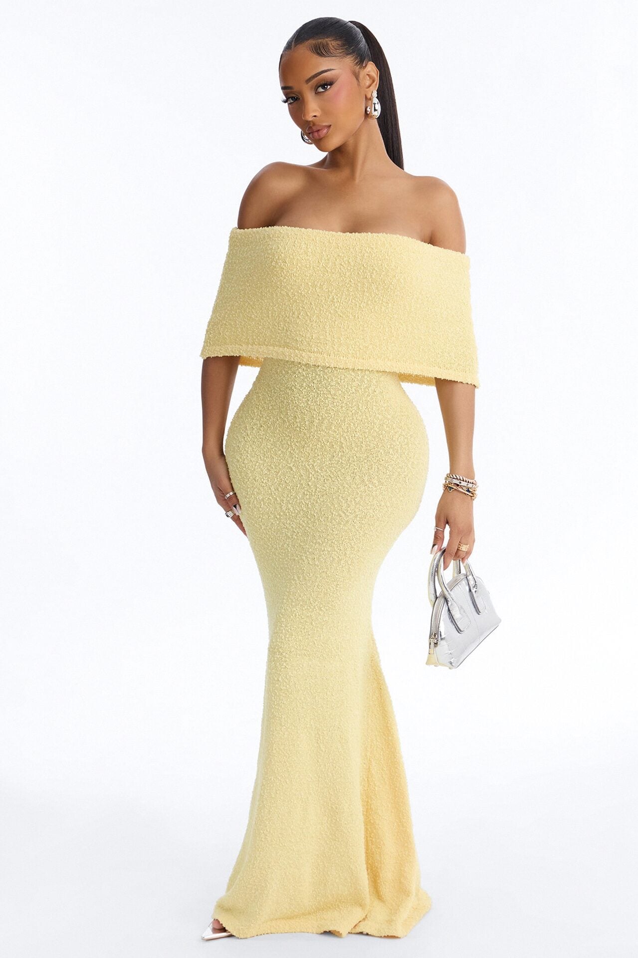 Effortless Edge Sweater Maxi Dress - Yellow image 1