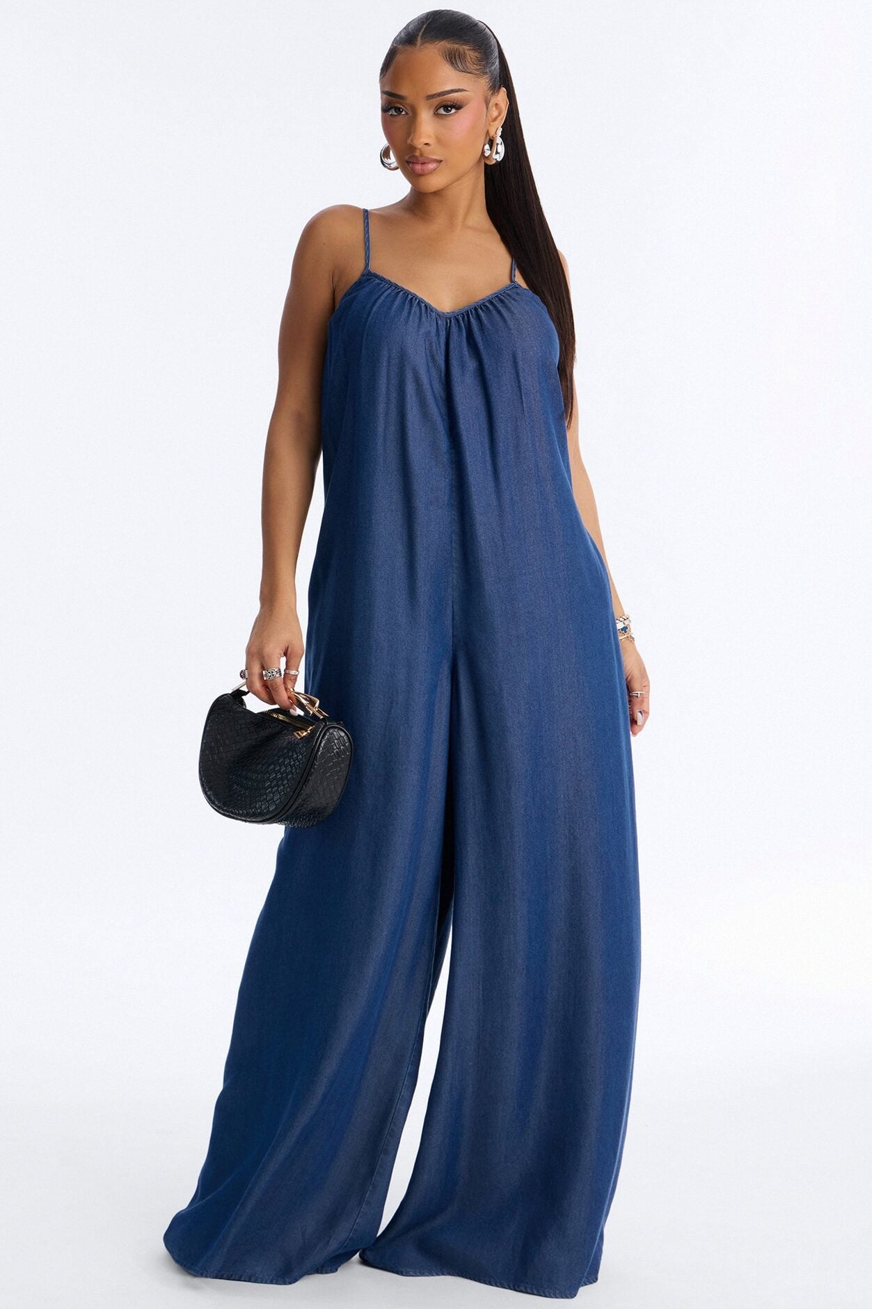 Farmer's Market Strolls Chambray Jumpsuit - Dark Wash image 1