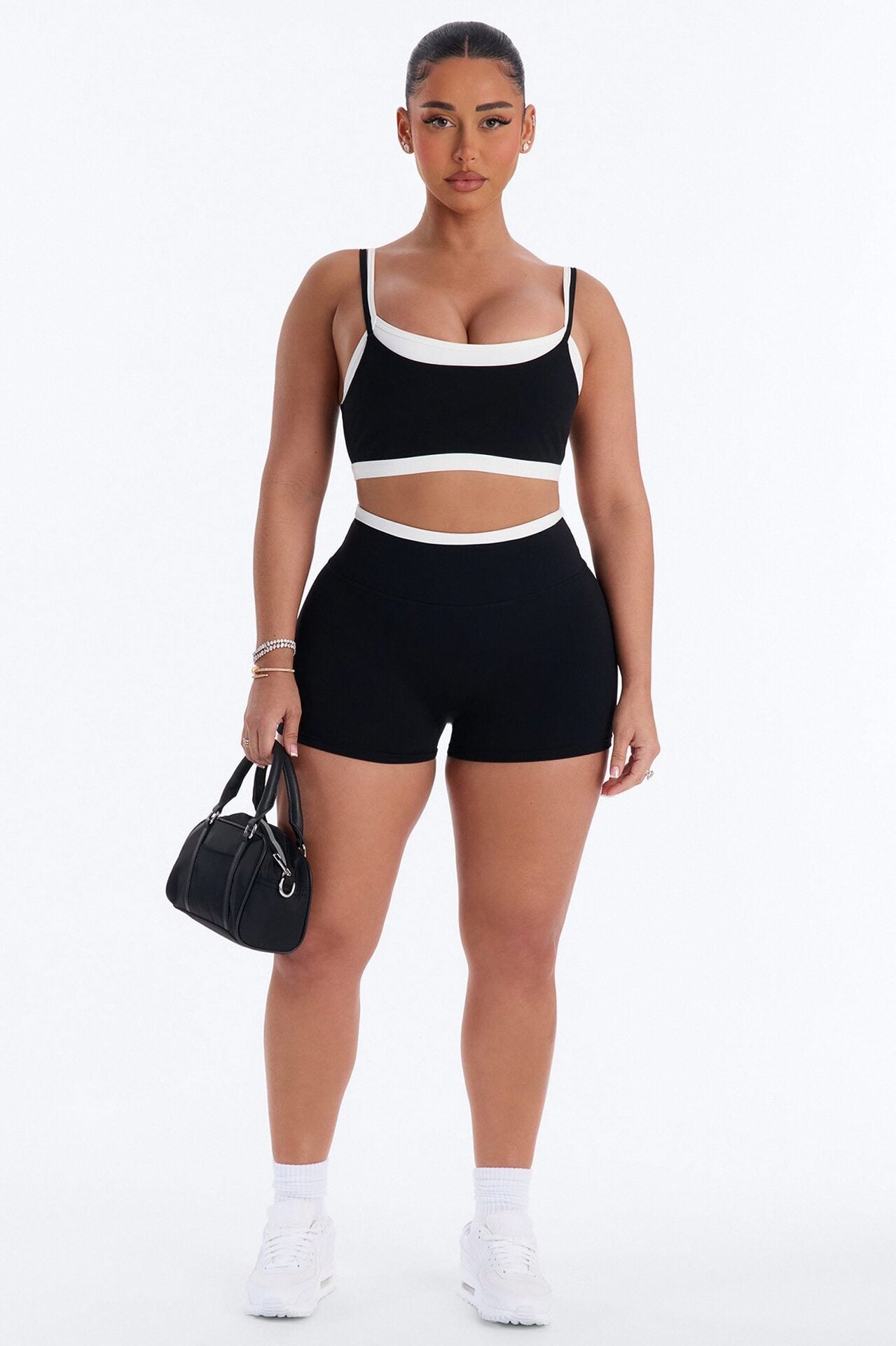 Workout Cutie Double Layered Biker Short Set - Black image 1