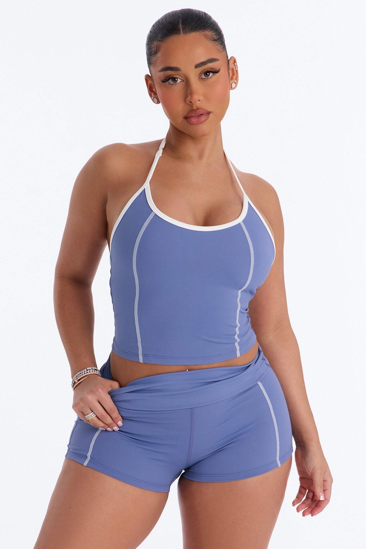 Sunday Errands Biker Short Set - Slate Blue image 1