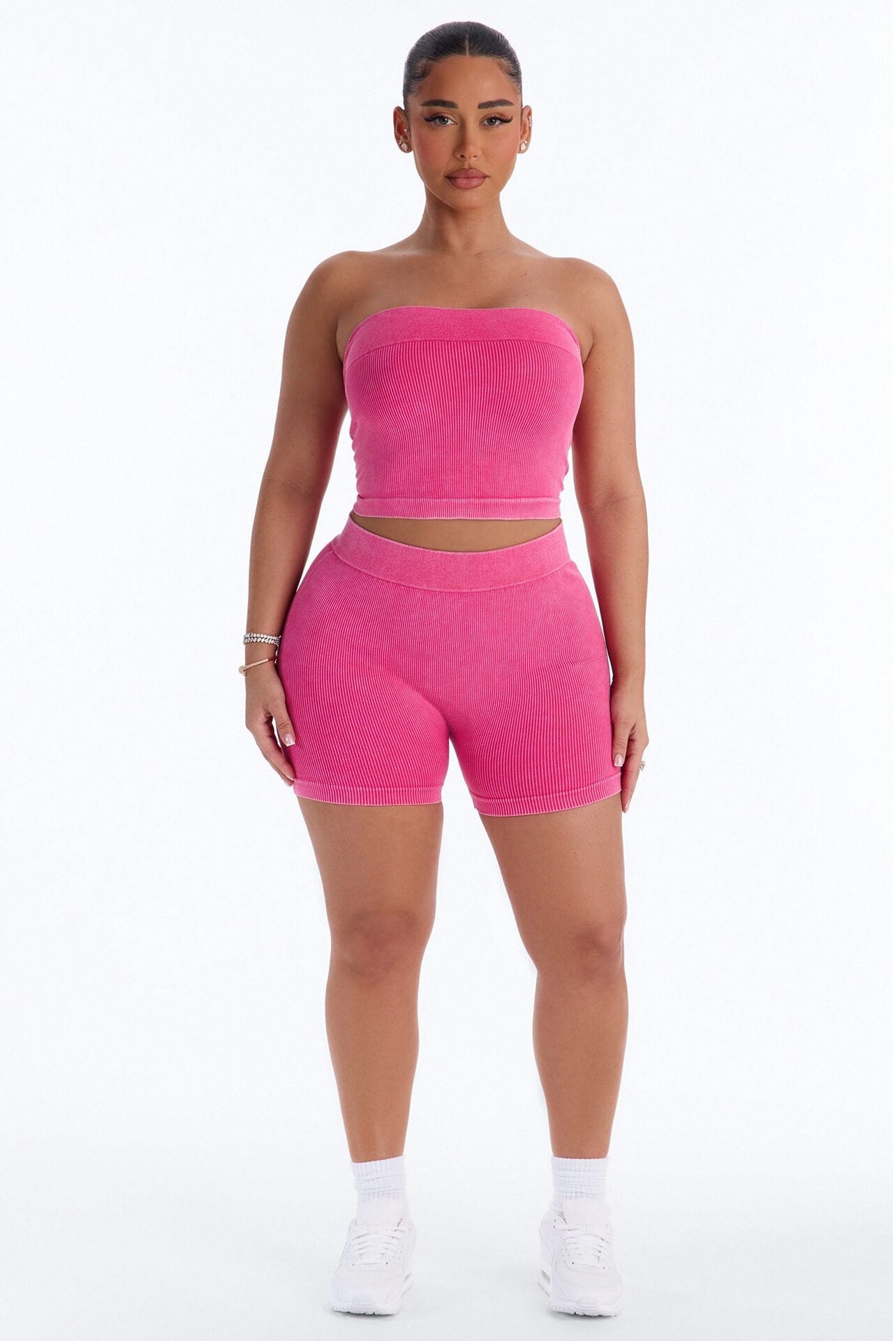 Off Duty Mineral Washed Strapless Short Set - Pink image 1
