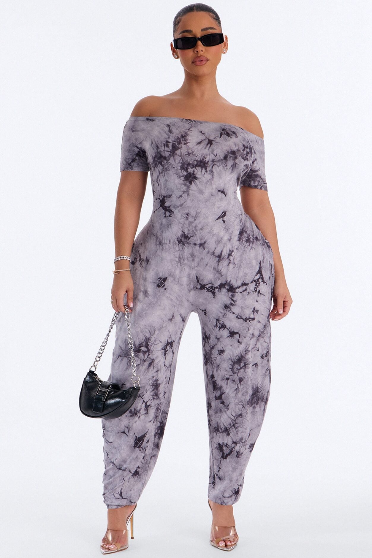 Slow Sunday Tie-Dye Balloon Jumpsuit - Charcoal image 1