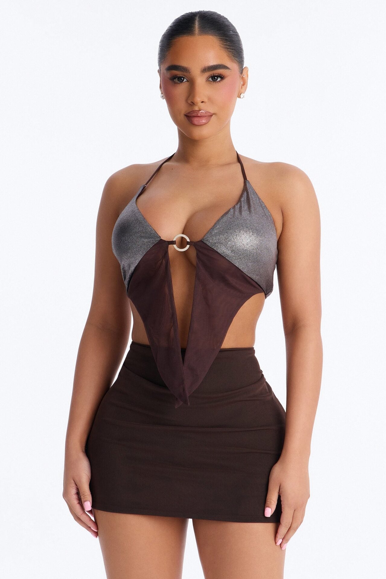 Sahara Days Hardware Halter Top - Brown/combo image 1