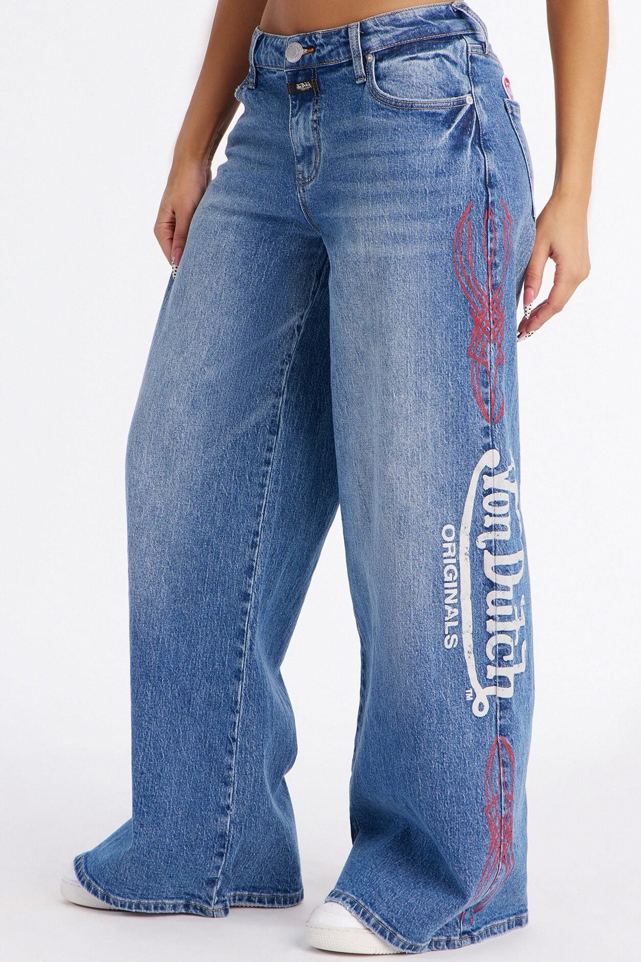 Von Dutch Tattoo Wide Leg Jeans - Medium Wash image 1