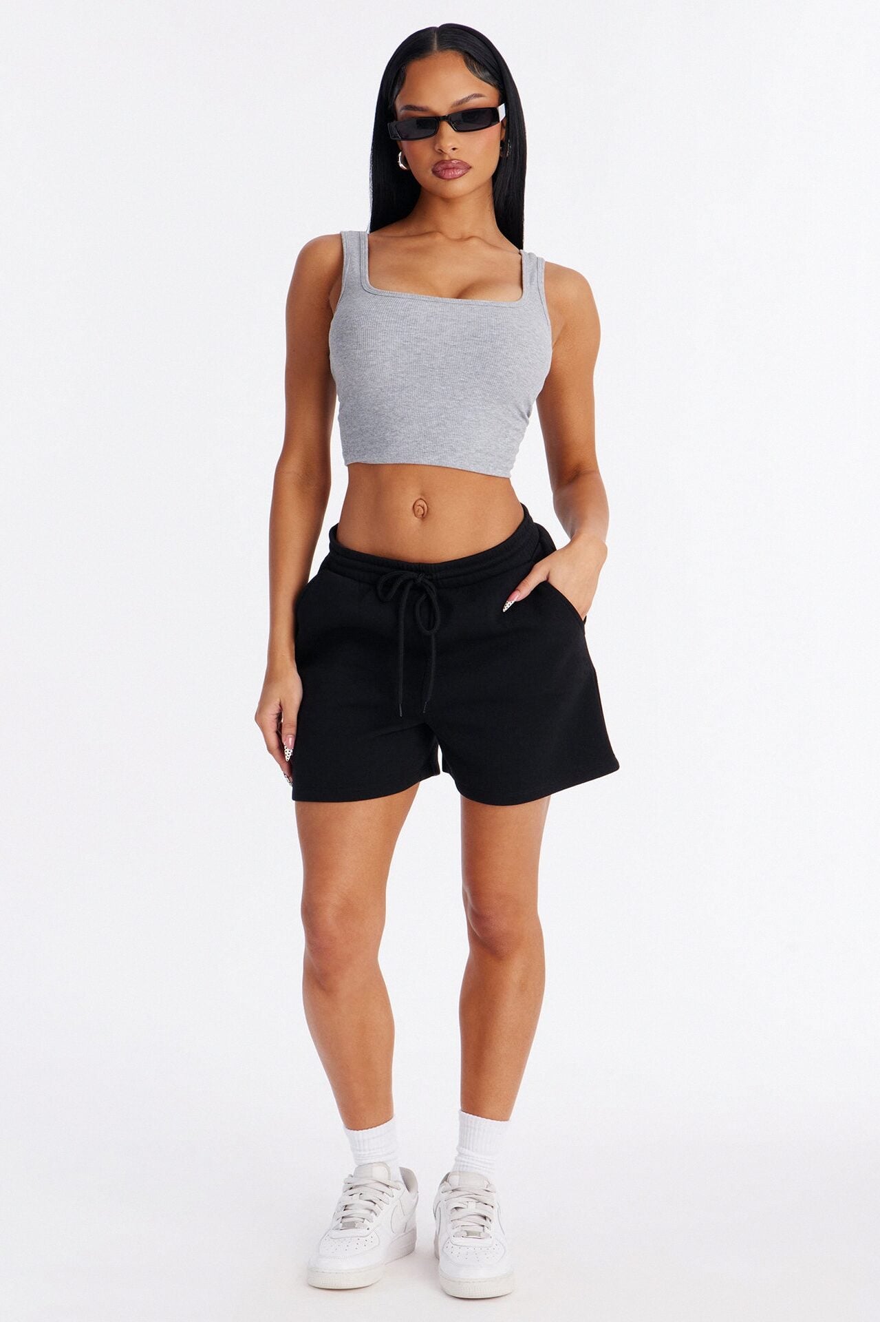 Jennifer Fleece Lounge Sweatshort - Black image 1