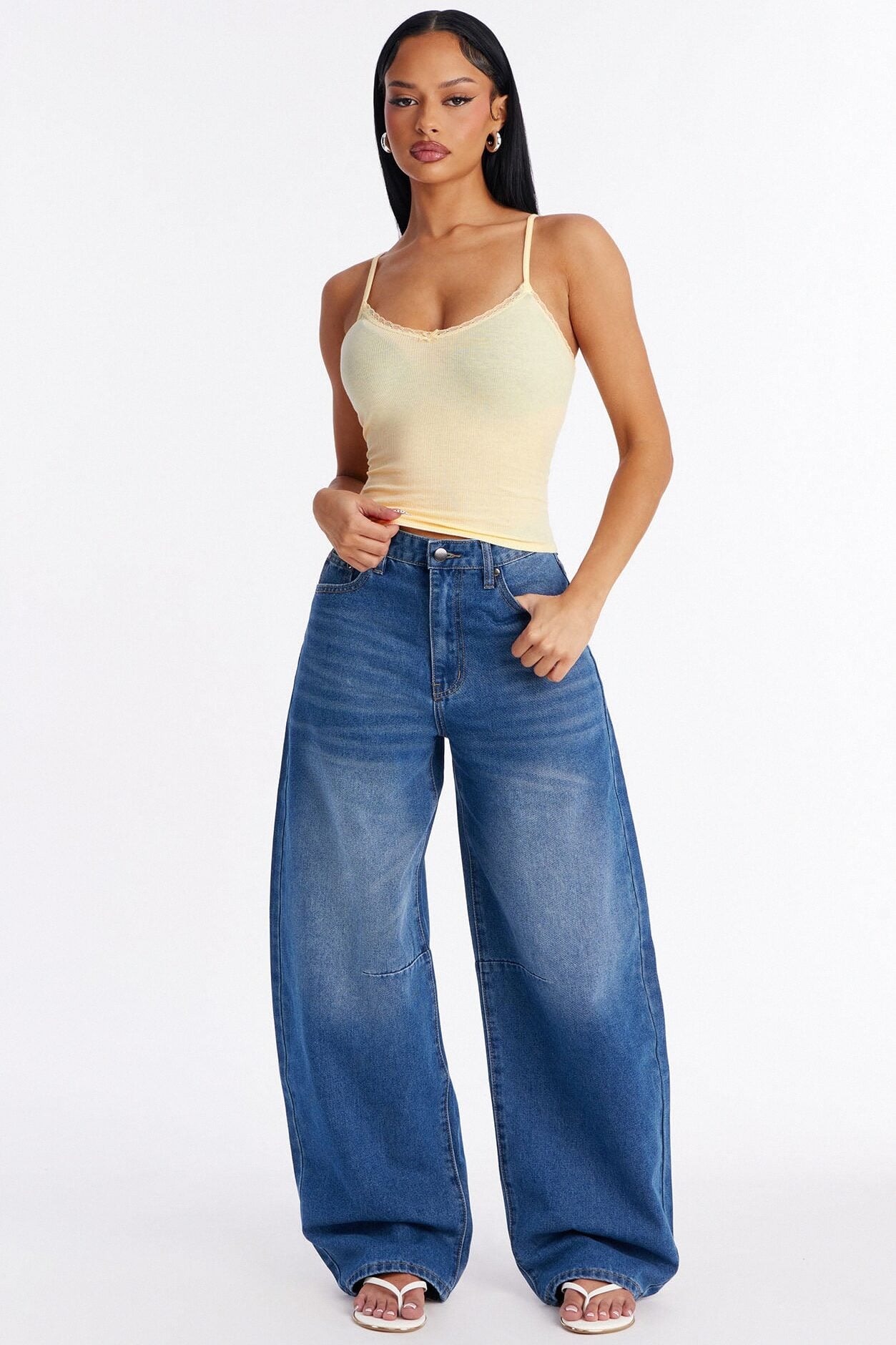 La Paz Loose Barrel Leg Jeans - Medium Wash image 1