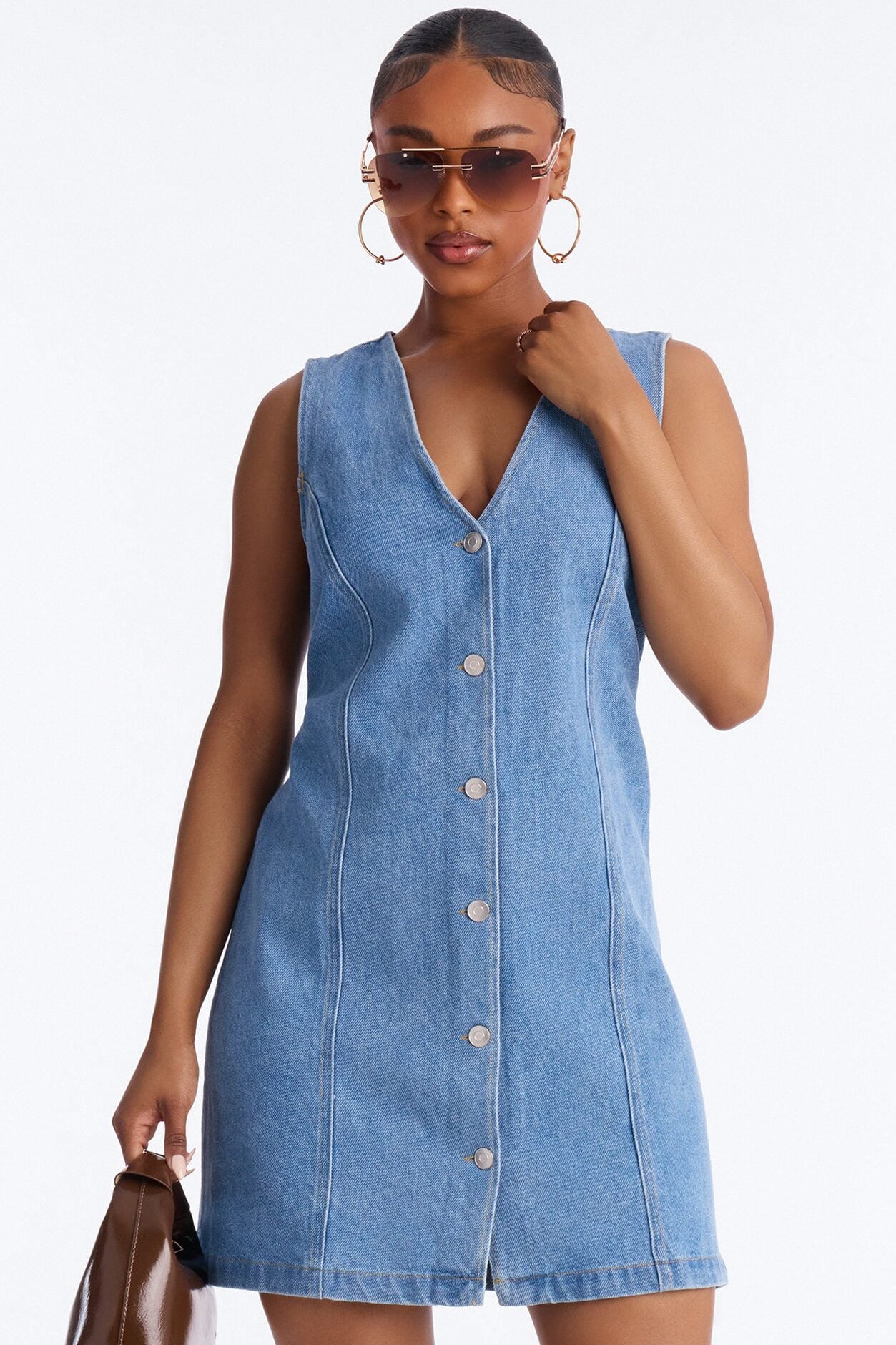 Adalynn Sleeveless Denim Mini Dress - Medium Wash image 1