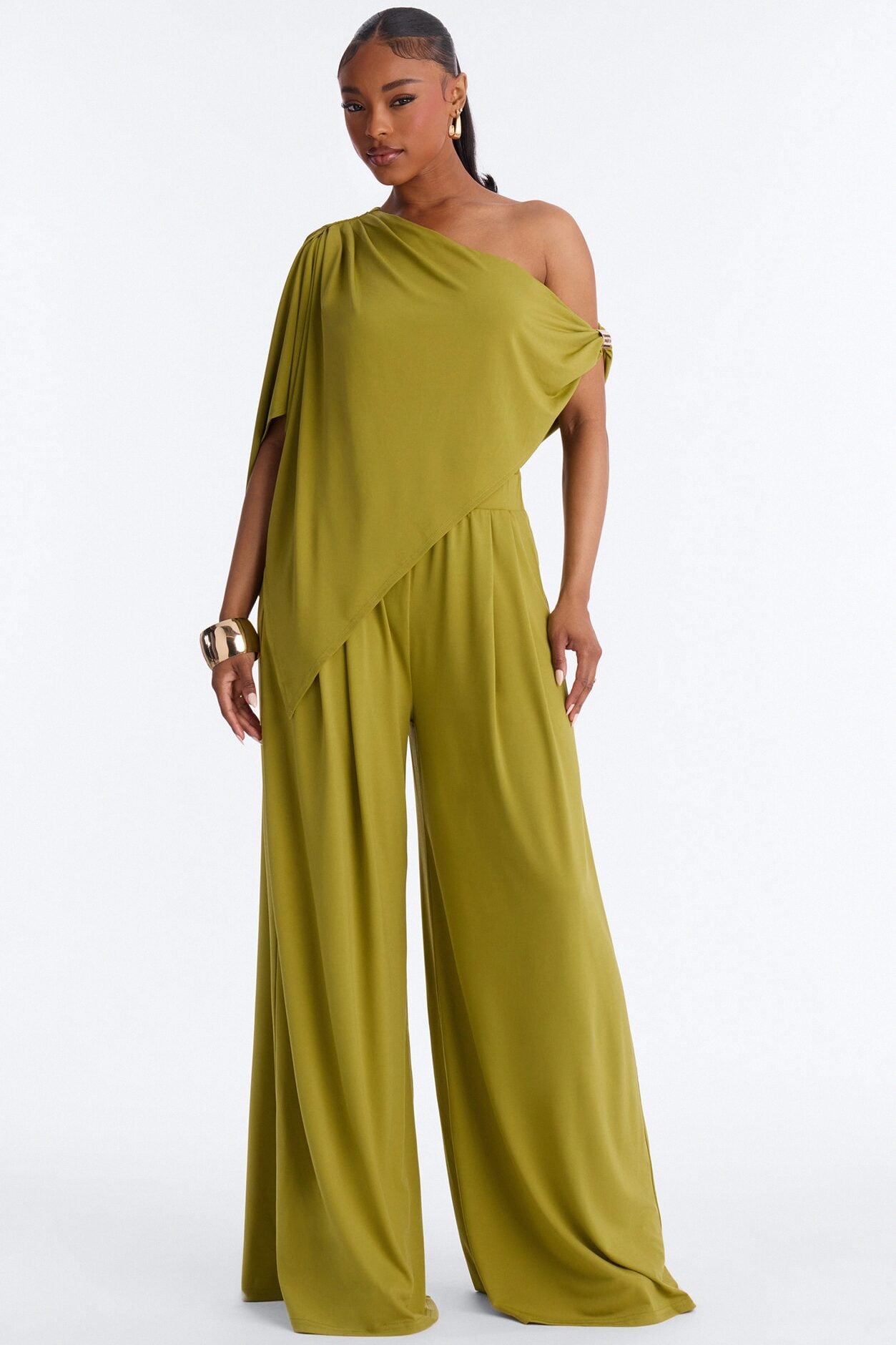 Shanti Asymmetrical Wide Leg Jumpsuit - Green image 1