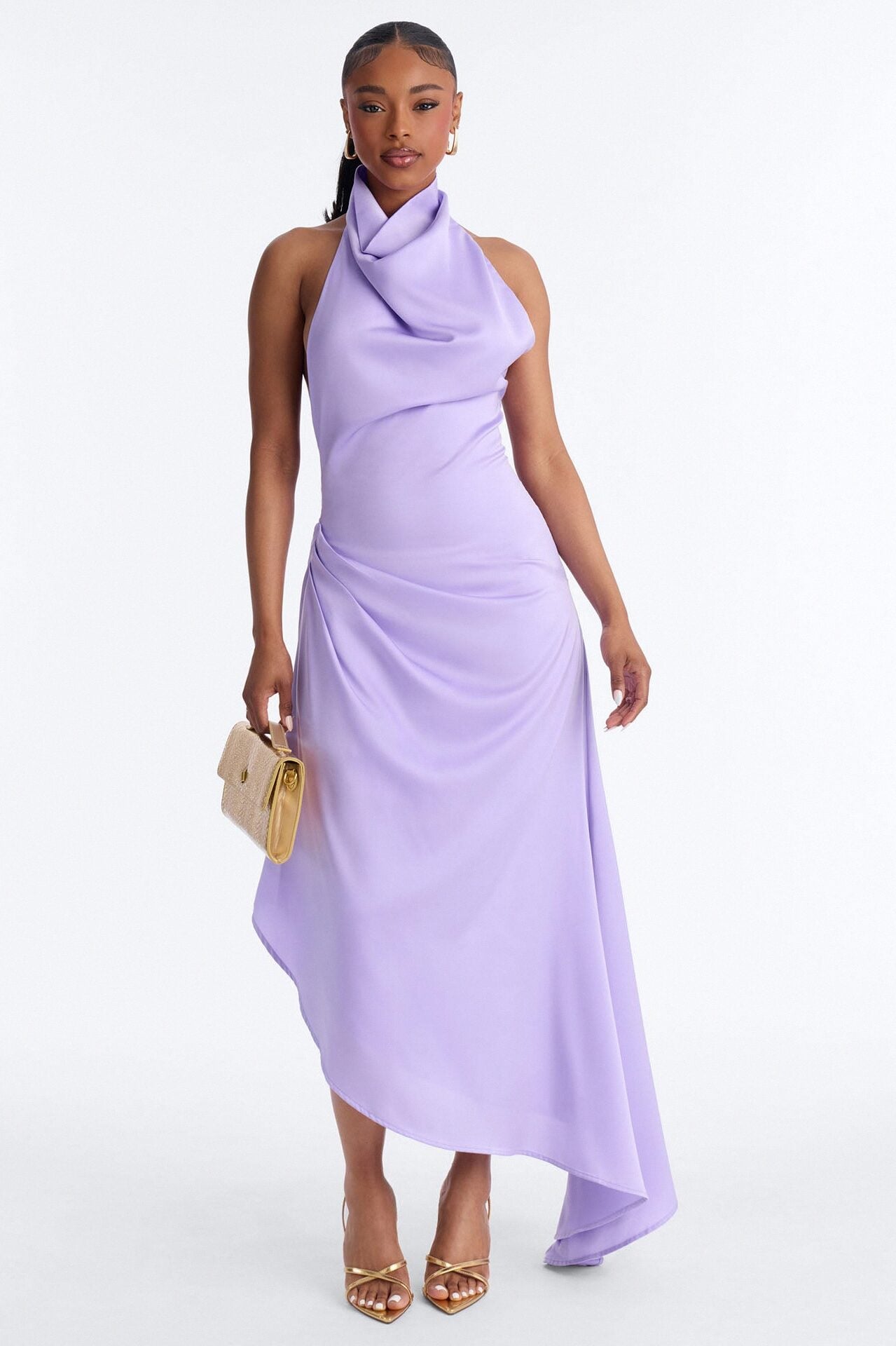 Stella Sleeveless Satin Maxi Dress - Lilac image 1