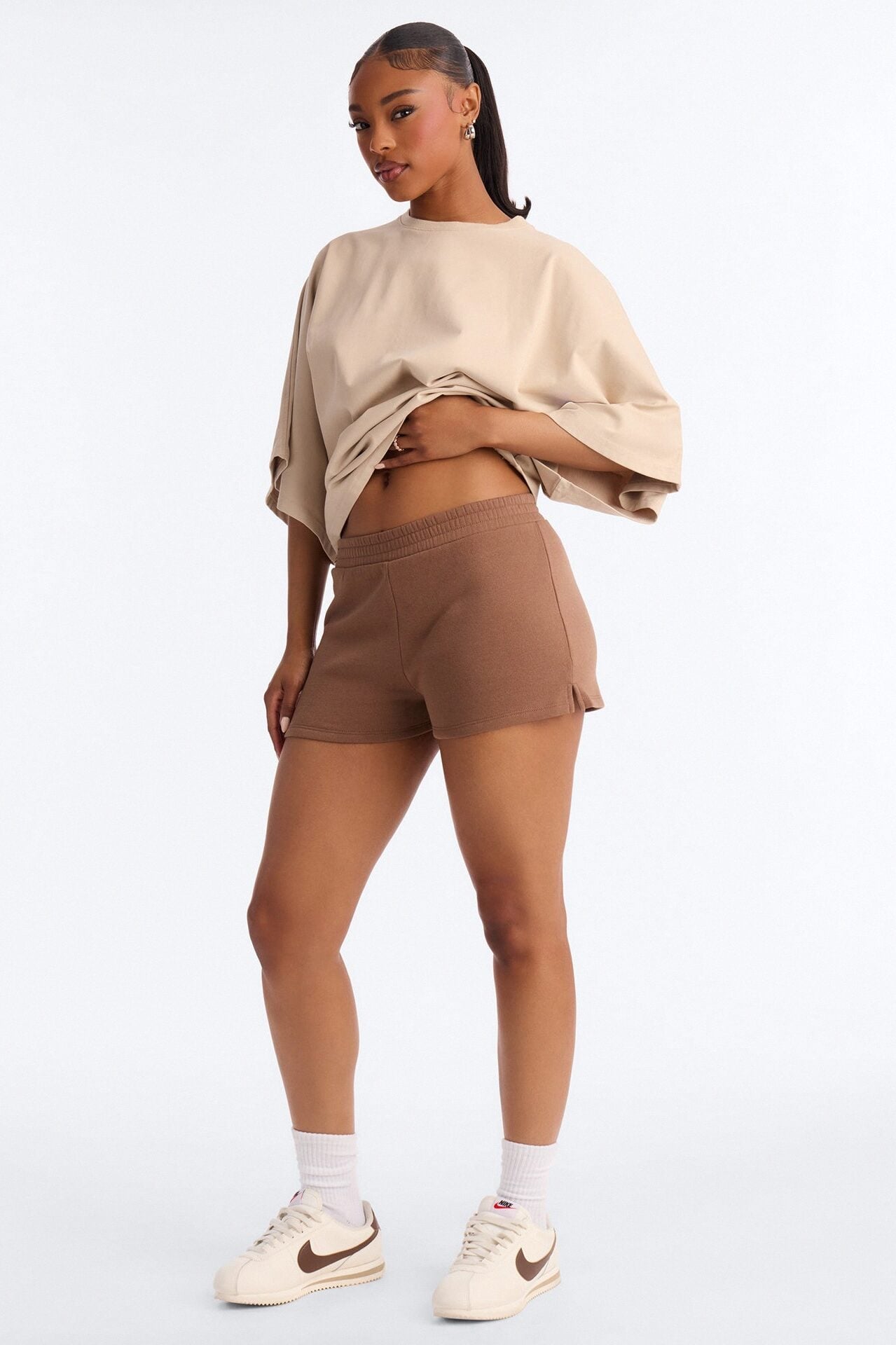 Jessica Fleece Lounge Micro Sweatshort - Mocha image 1