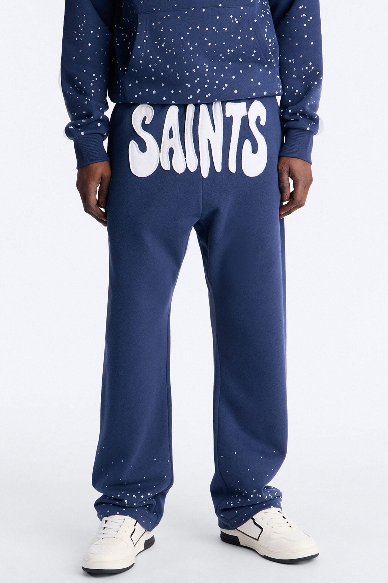 Saints Rhinestones Sweatpants - Navy image 1