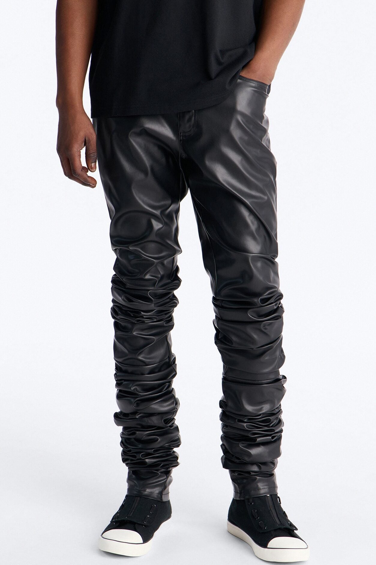 Skinny Ultra Stacked Faux Leather Pant - Black image 1