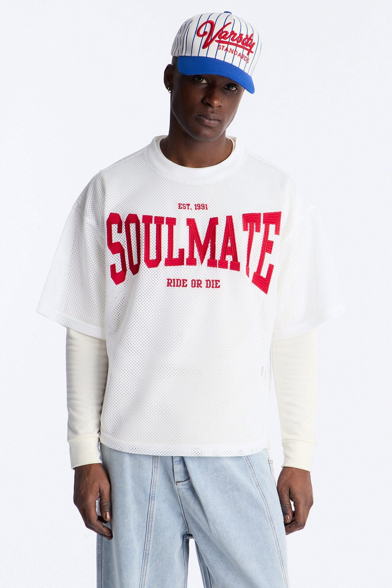 Soulmate Open Hole Mesh Top - White image 1