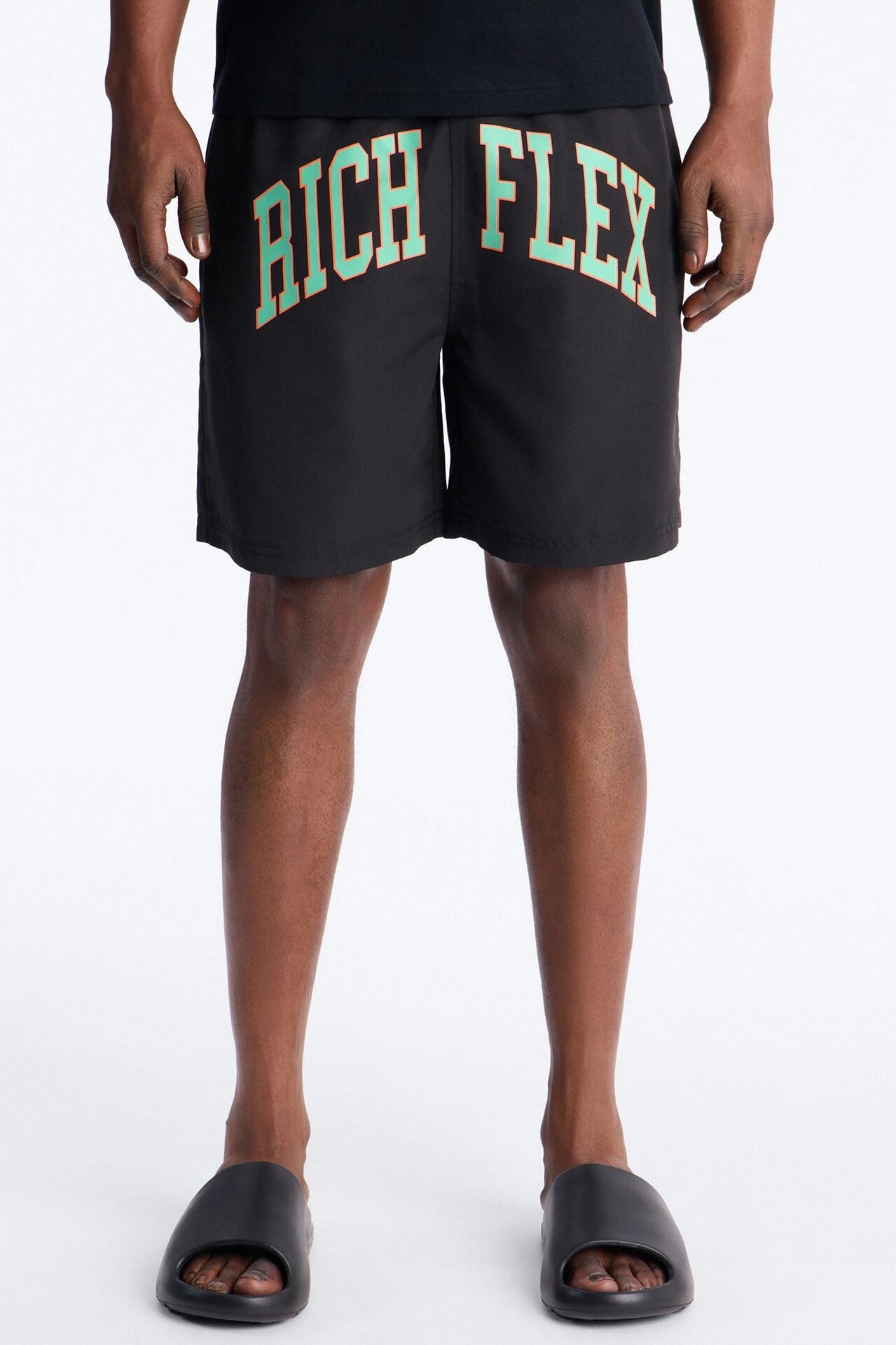 Rich Flex Swim Trunk 7″ - Black/Green image 1
