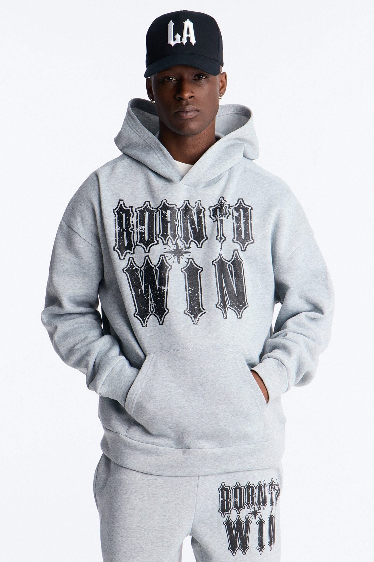 Born To Win Hoodie - Heather Grey image 1