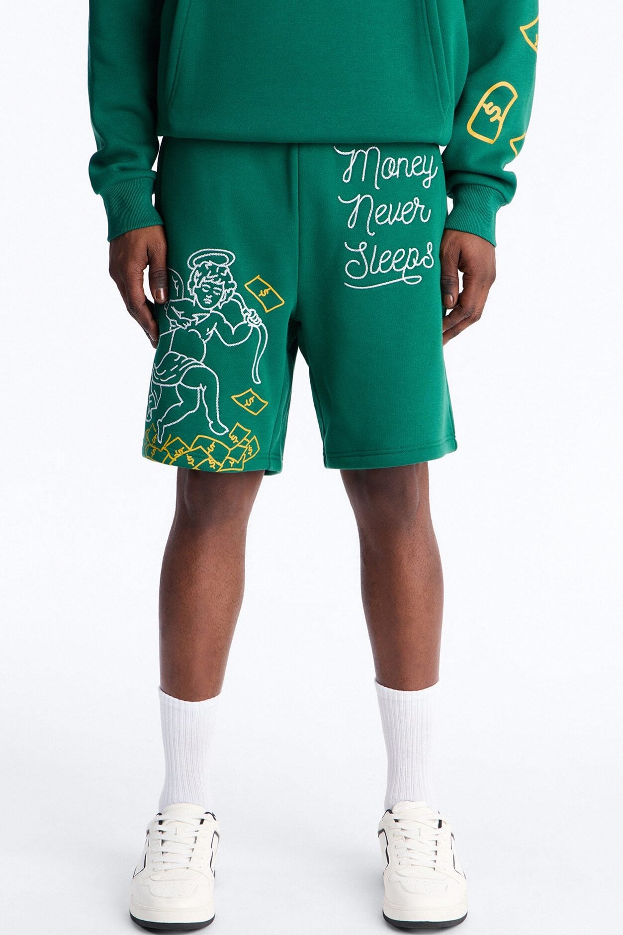 Paper Chasers Chain Stitch Sweatshorts - Green image 1