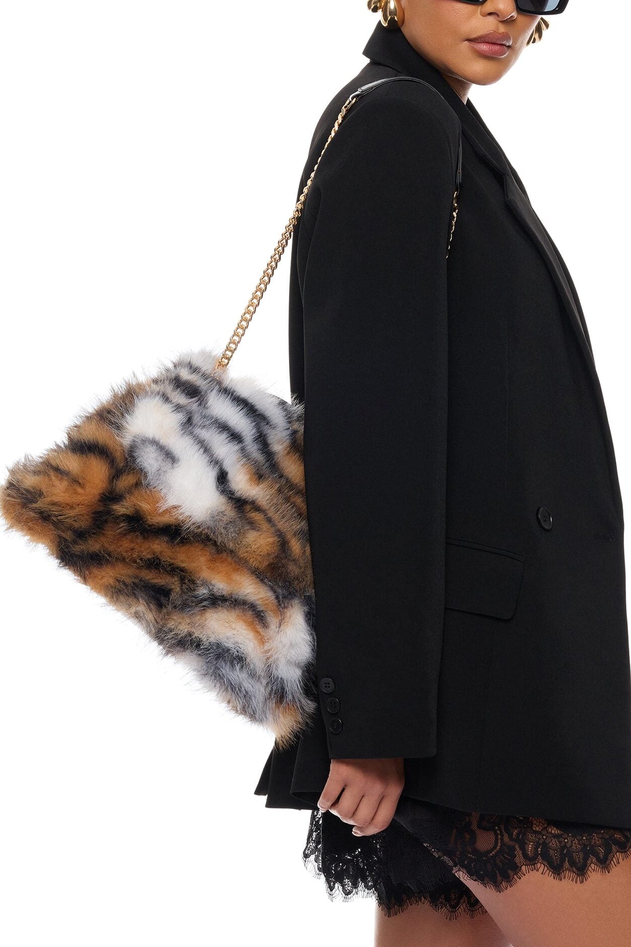 Run Wild Faux Fur Shoulder Bag - Brown/combo image 1