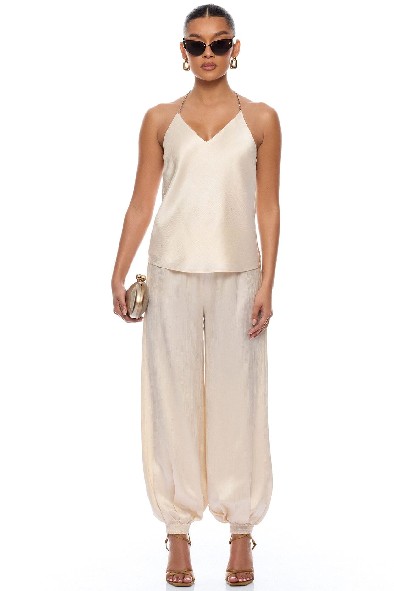 Nicolette Satin Halter Top - Champagne image 1