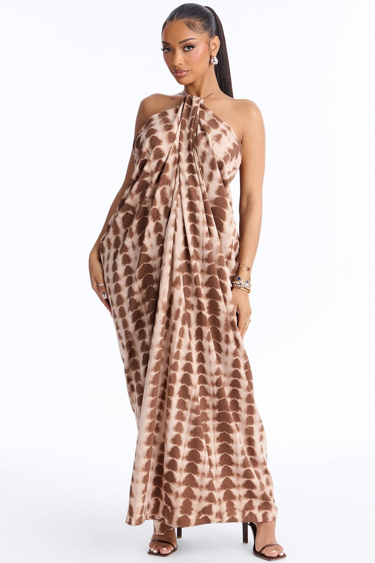 So Effortless Draped Maxi Dress - Brown/combo image 1
