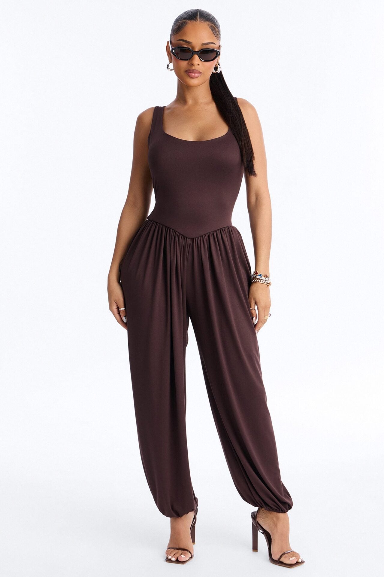 Brenna Balloon Leg Jumpsuit - Chocolate image 1